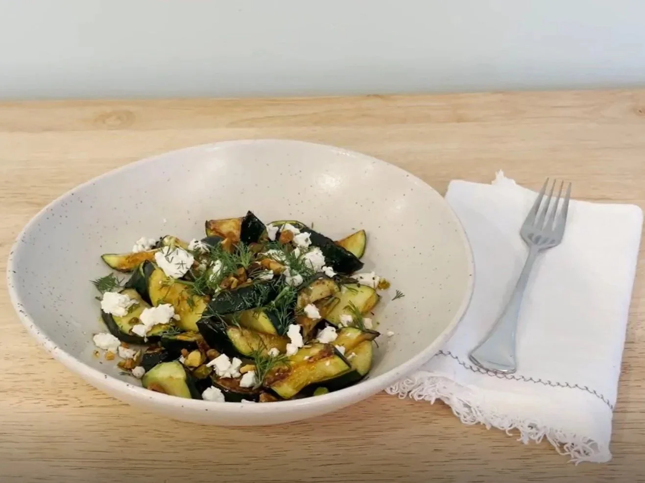 Sautéed Zucchini with Feta and Pistachios