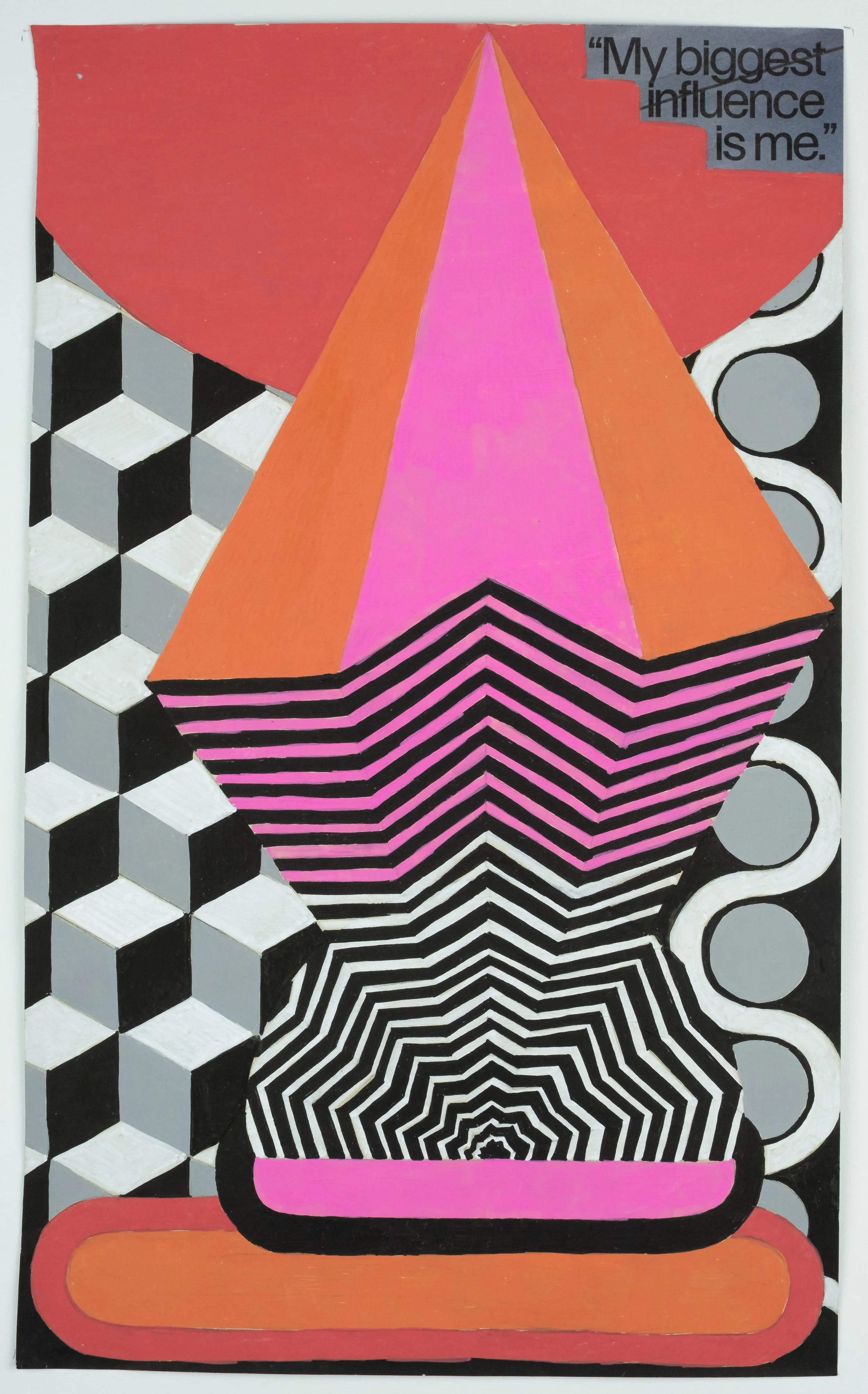   My Biggest Influence Is Me,  2025 acrylic on paper, 10 × 16.5 in. 