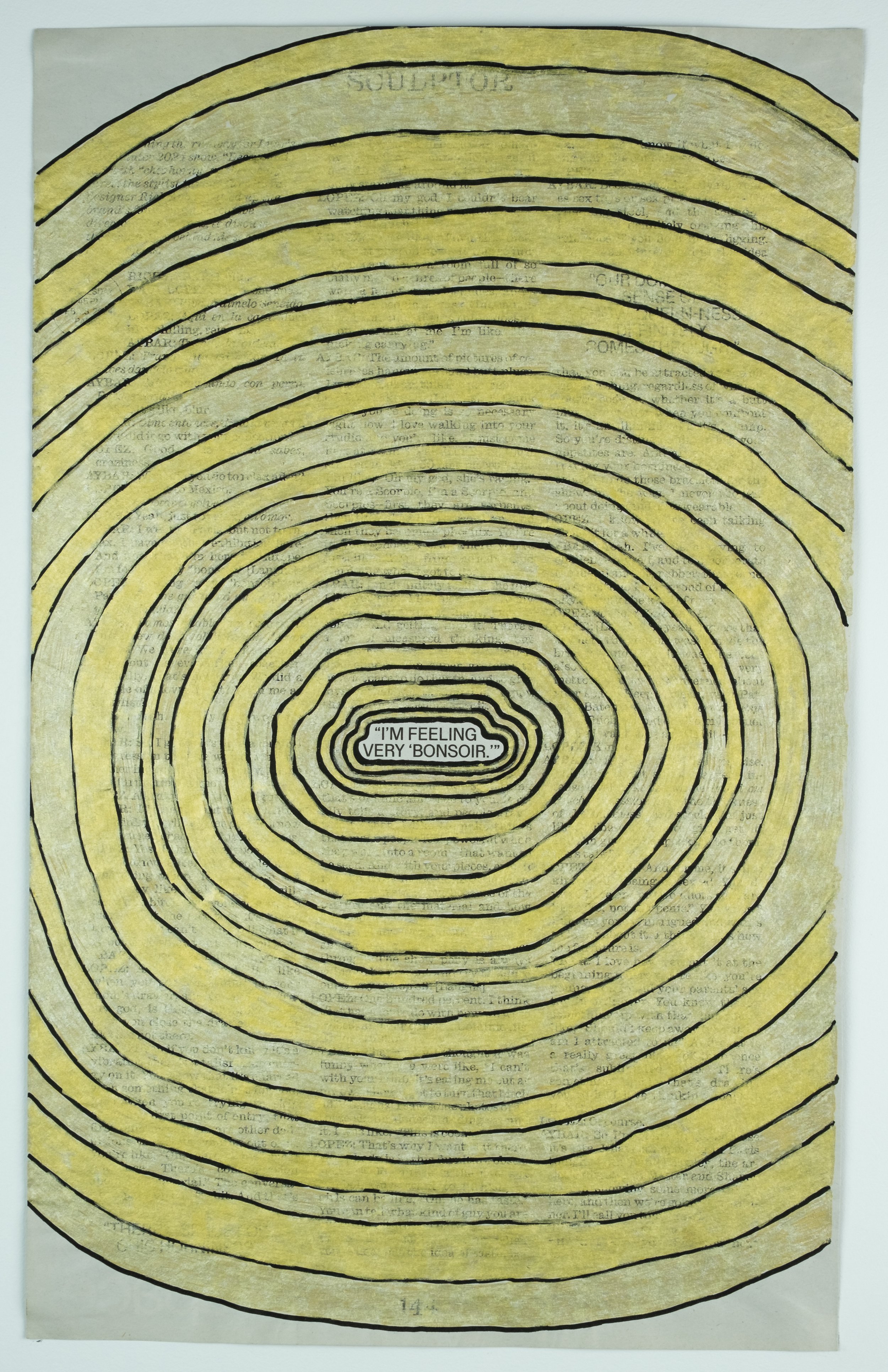   I’m Feeling Very Bonsoir,  2024 acrylic on paper, 10 × 16.5 in. 