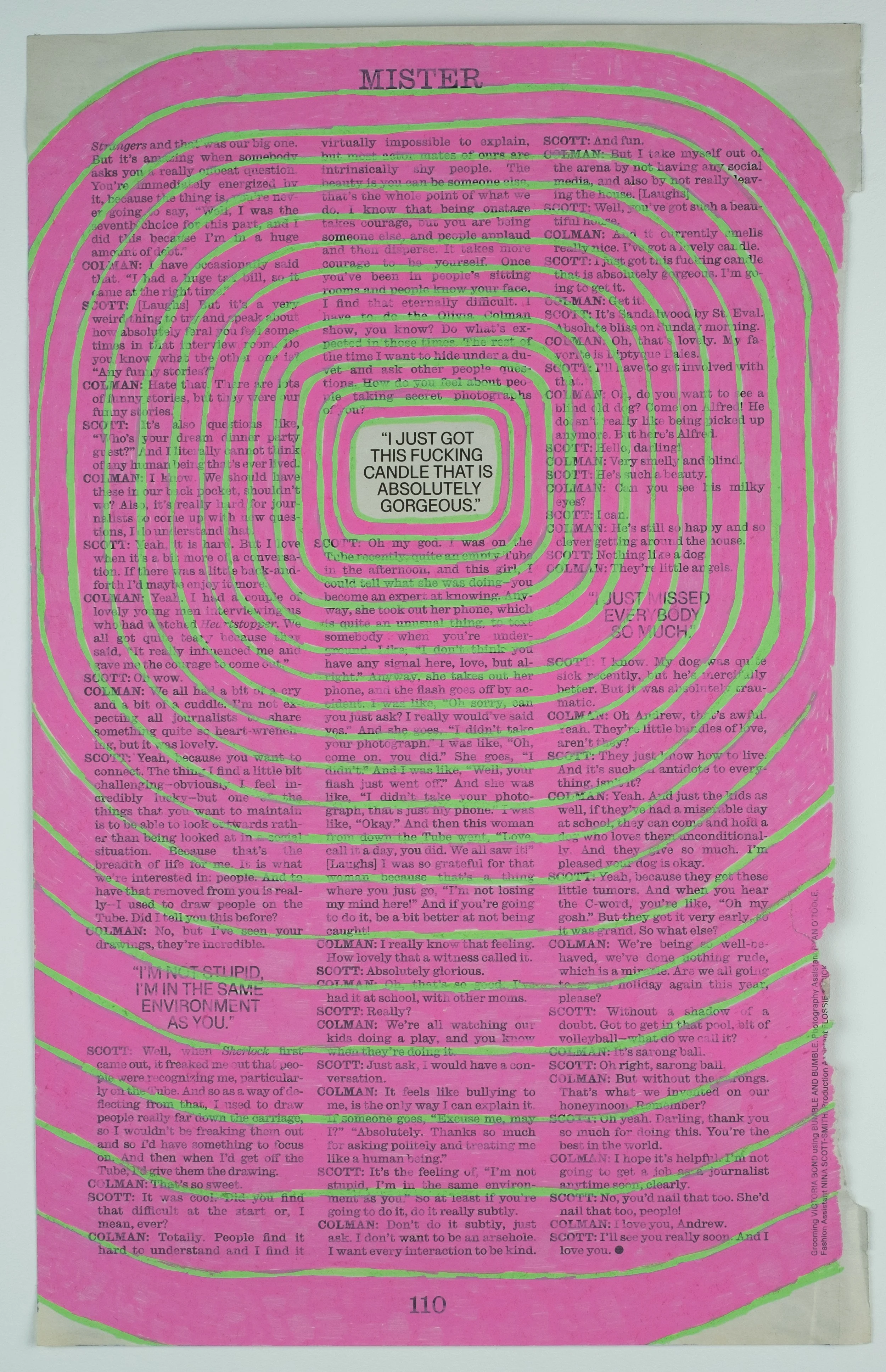   I Just Got This Fucking Candle That is Absolutely Gorgeous,  2024 acrylic on paper, 10 × 16.5 in. 