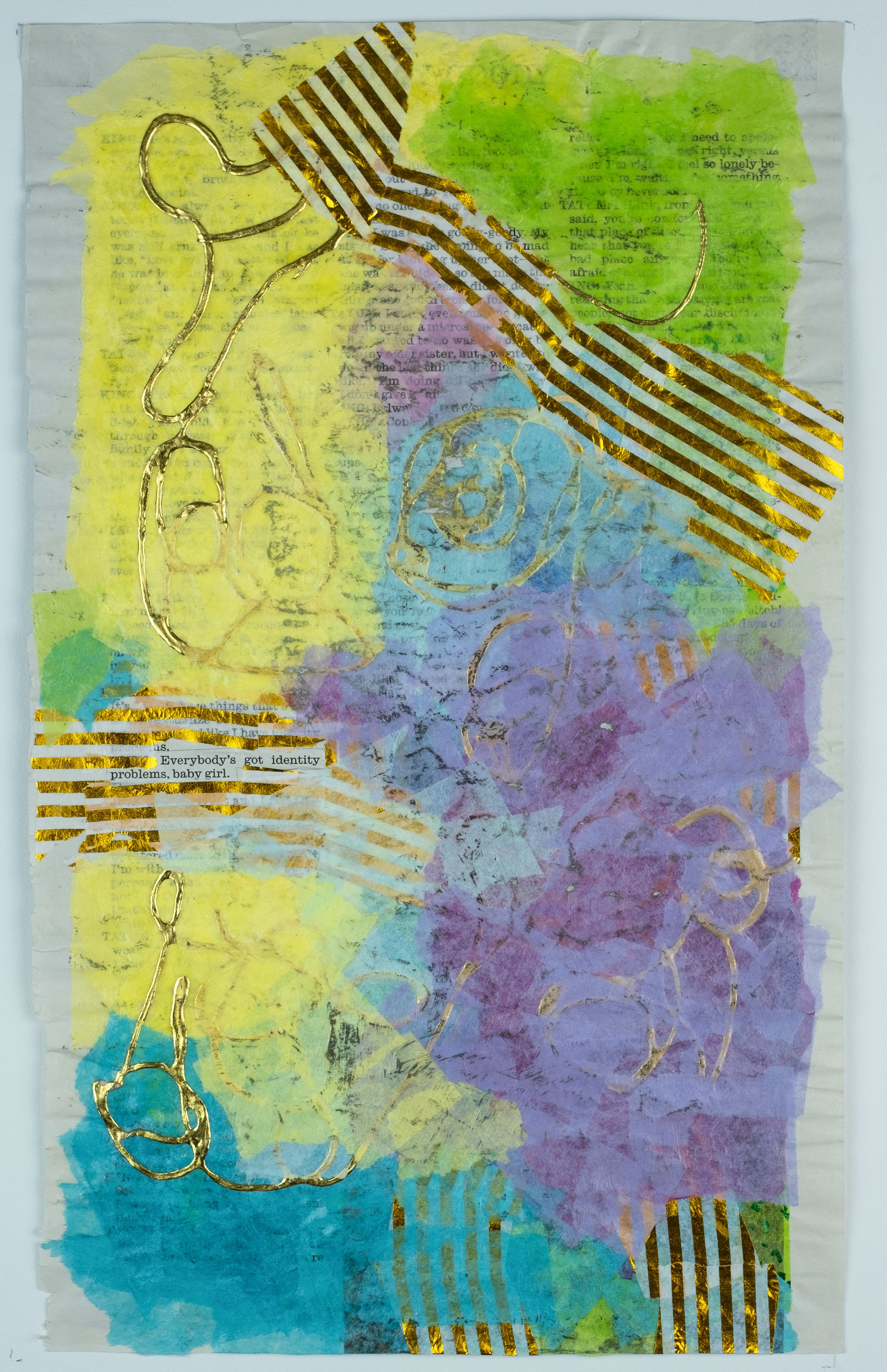   Everybody’s Got Identity Problems, Baby Girl,  2024 collage on paper, 10.5 × 13.5 in. 