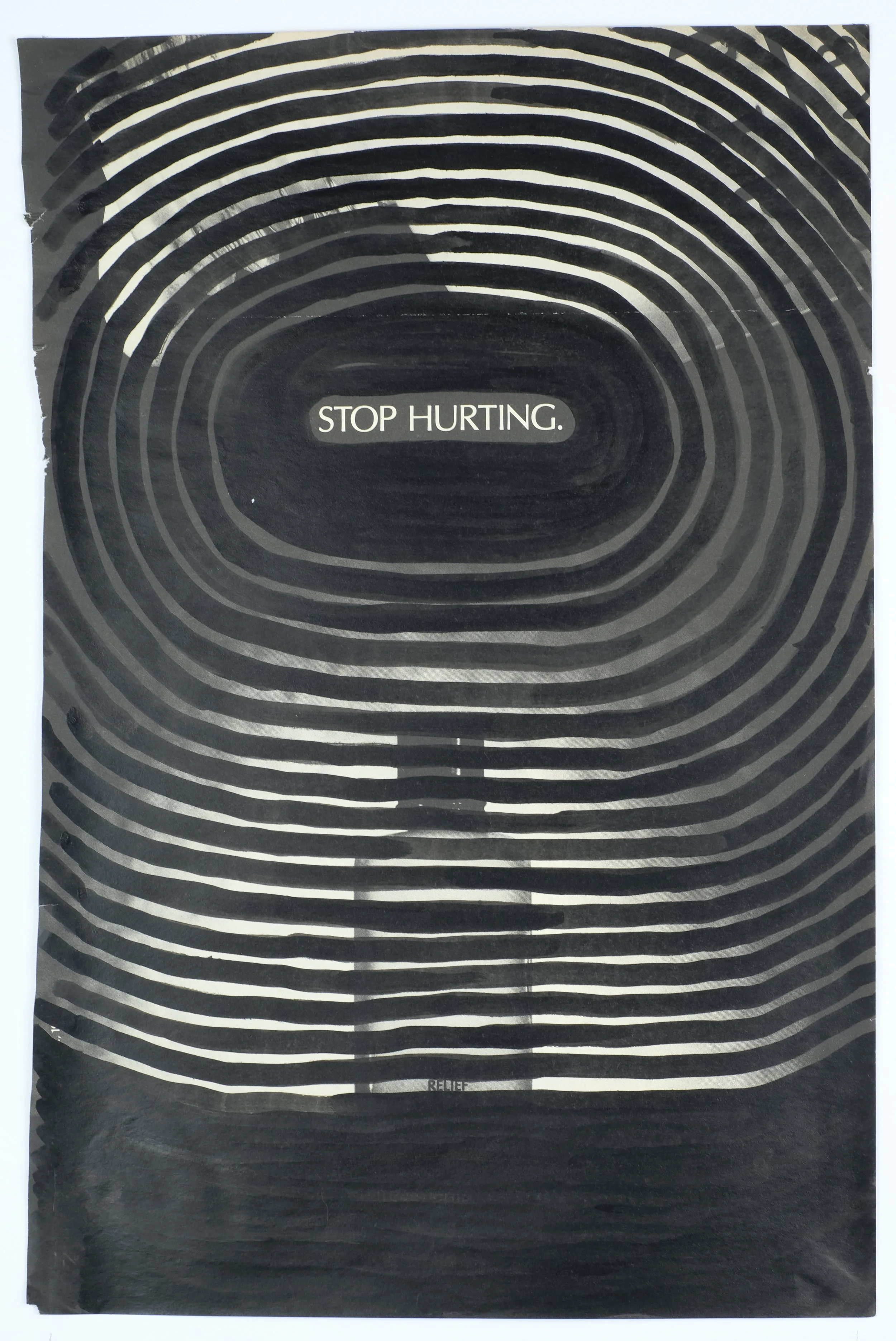   Stop Hurting,  2023 ink on paper, 10 × 16.5 in. 