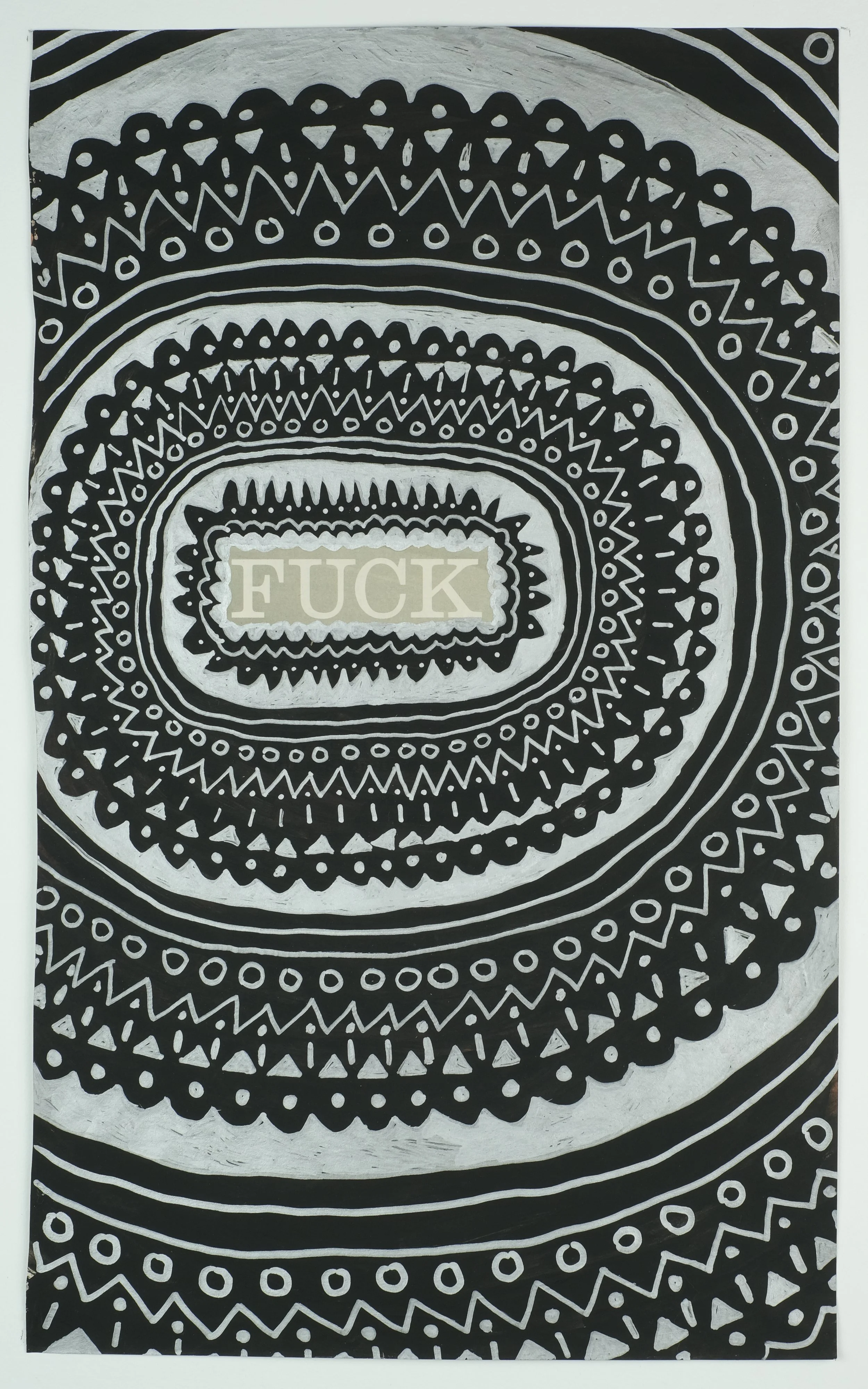  Fuck,  2022 ink and acrylic on paper, 10 × 16.5 in. 