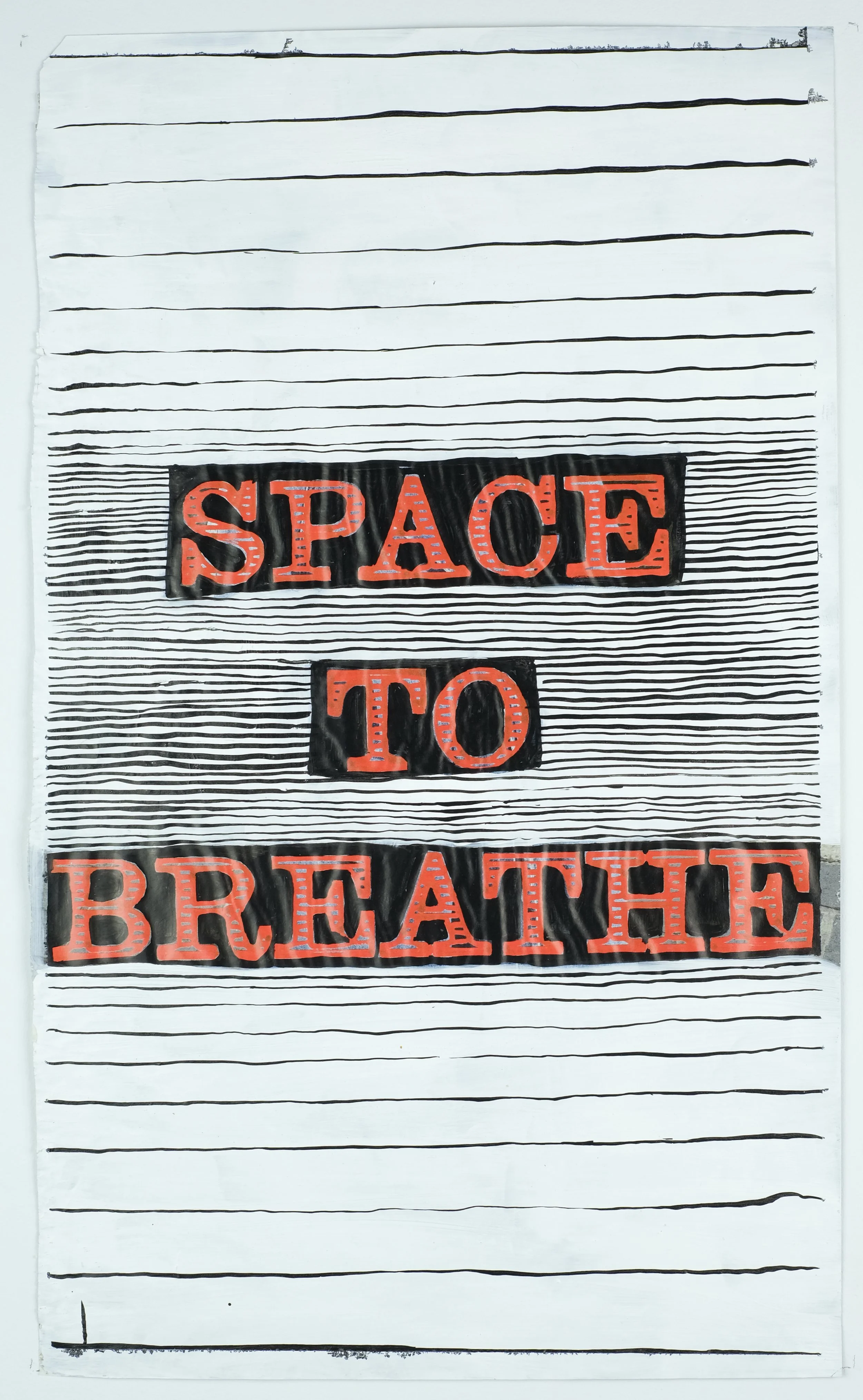  Space to Breathe,  2023 ink and acrylic on paper, 10 × 16.5 in. 