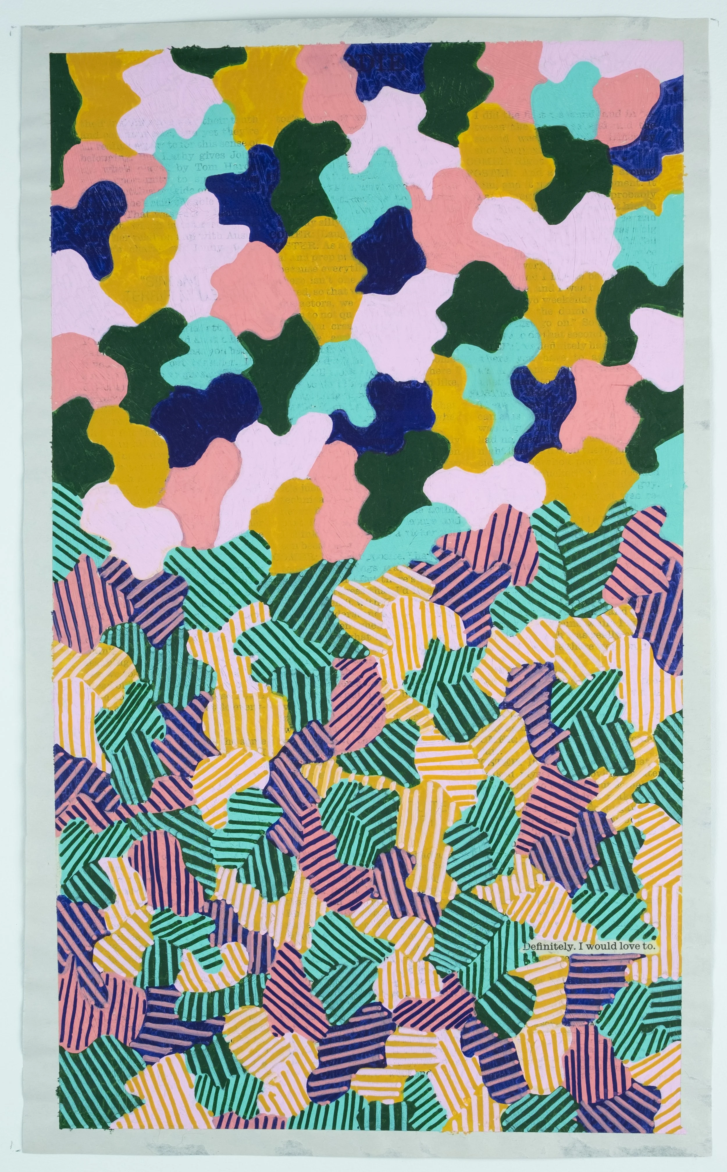   Definitely. I Would Love To,  2024 acrylic on paper, 10 × 16.5 in. 