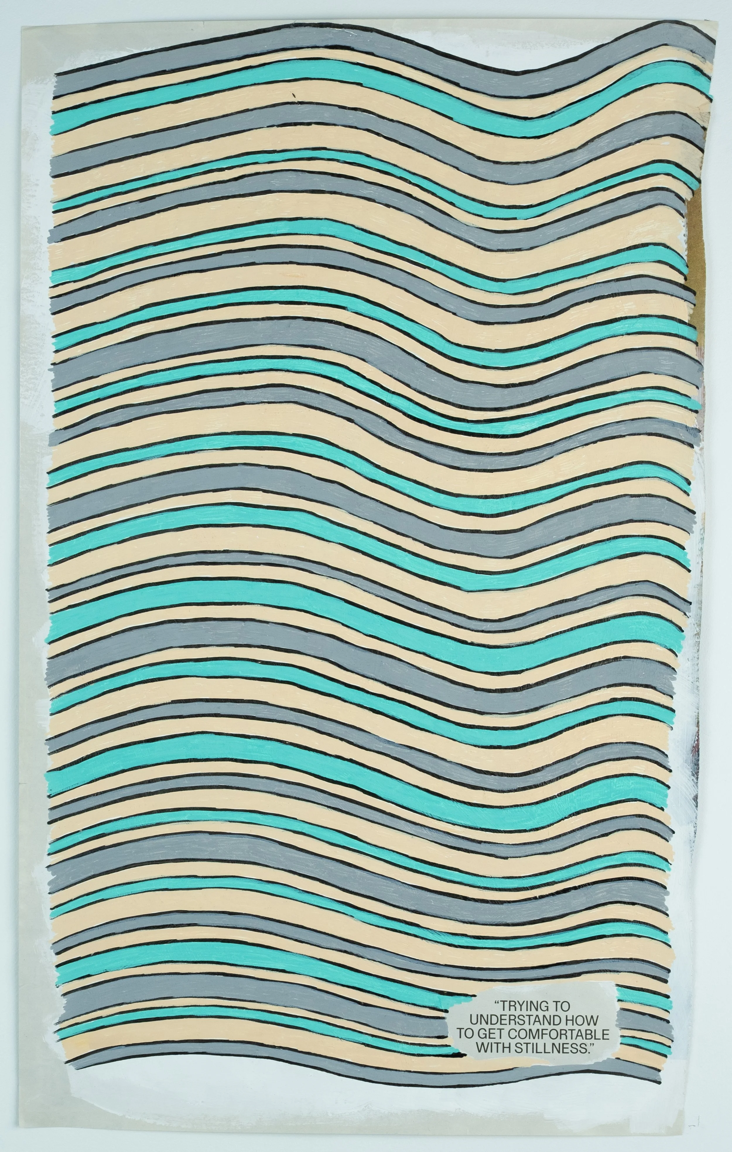   Trying to Understand How to Be Comfortable With Stillness,  2024 acrylic on paper, 10 × 16.5 in. 