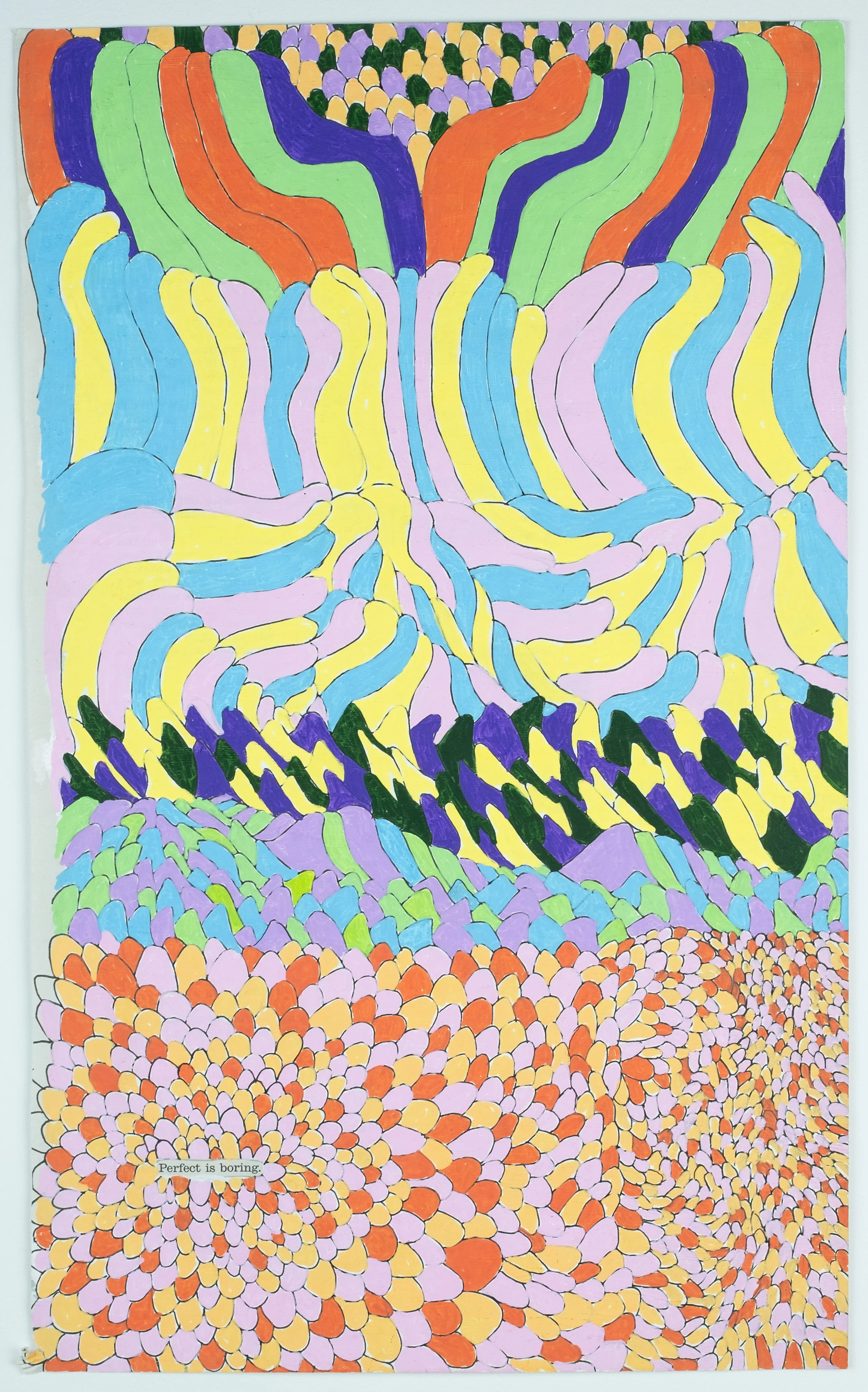   Perfect is Boring,  2024 acrylic on paper, 10 × 16.5 in. 