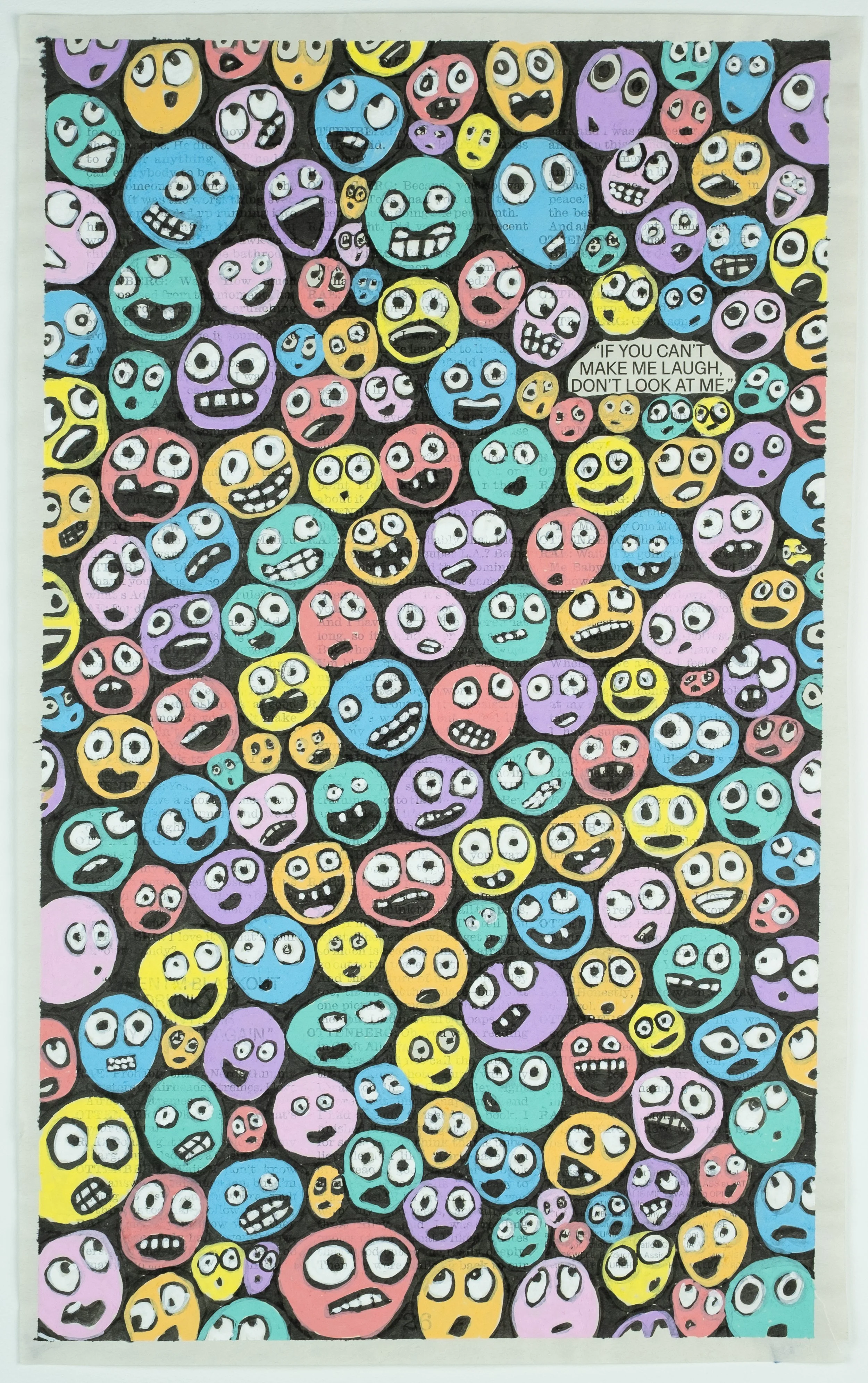   If You Can’t Make Me Laugh, Don’t Look At Me,  2024 acrylic on paper, 10 × 16.5 in. 