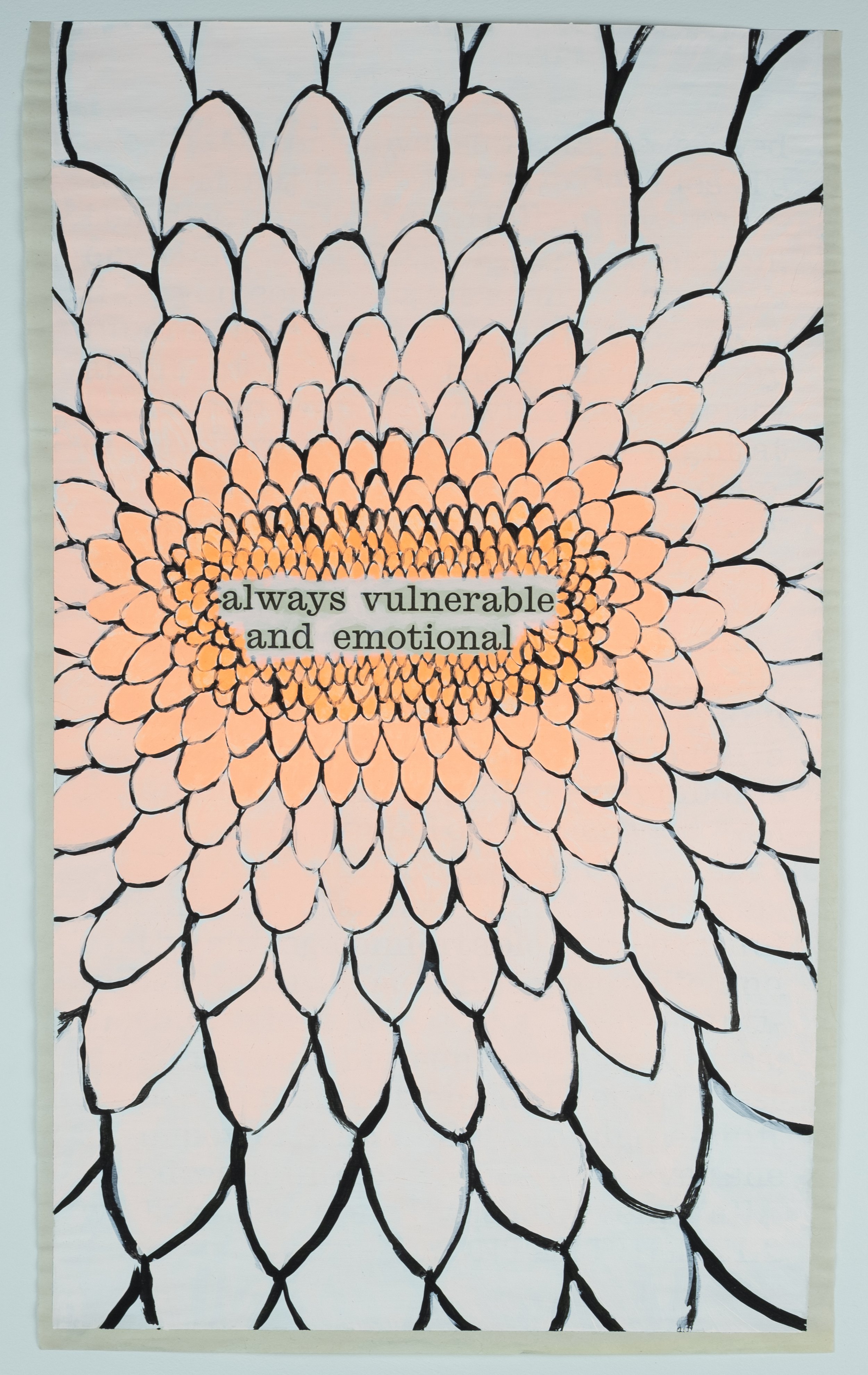   Always Vulnerable and Emotional , 2022 acrylic on paper, 10 × 16.5 in. 