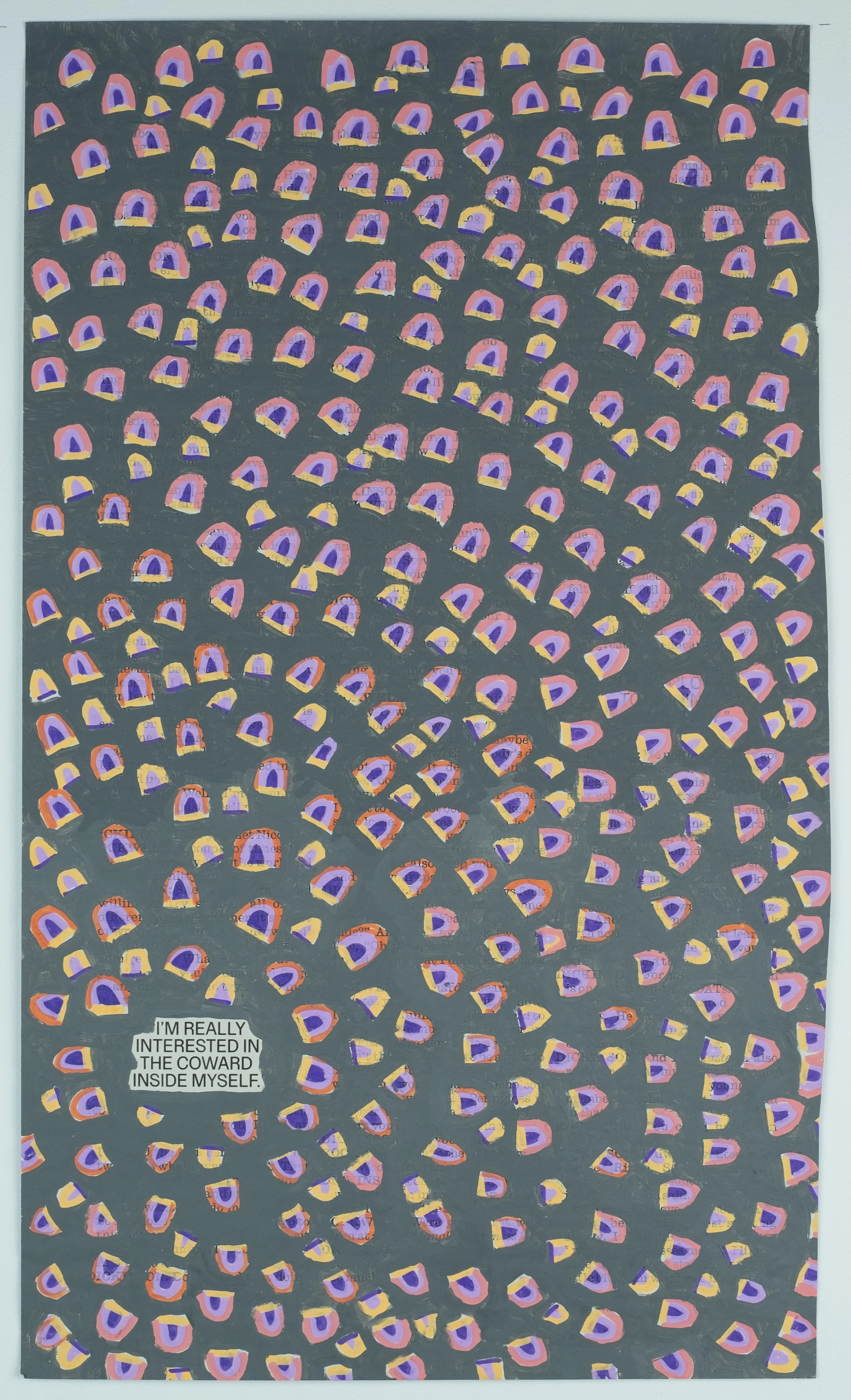   I’m Really Interested In The Coward Inside Myself,  2024 acrylic on paper, 10.5 × 13.5 in. 