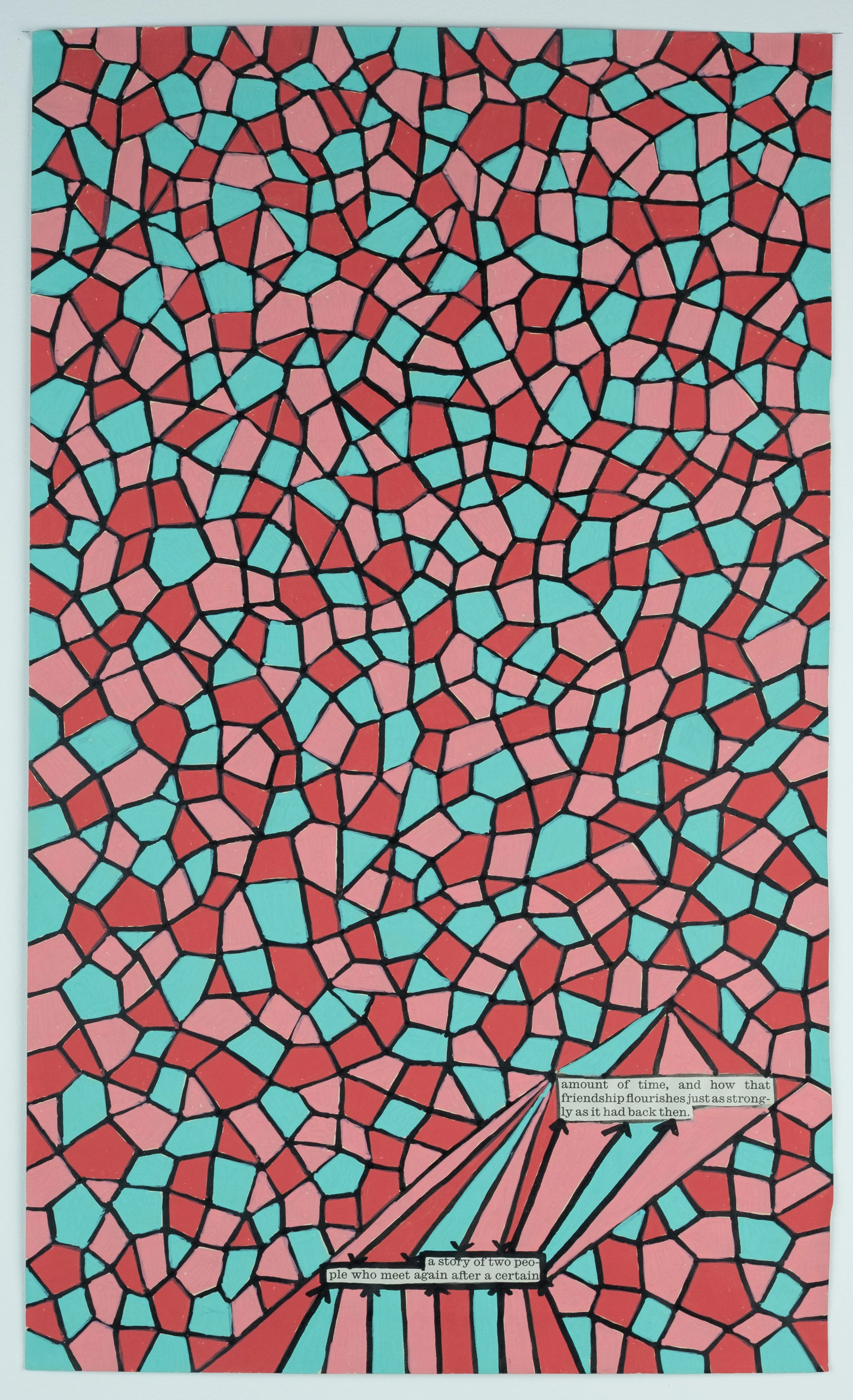   A Story of Two People That Meet Again,  2024 acrylic on paper, 10 .× 16.5 in 