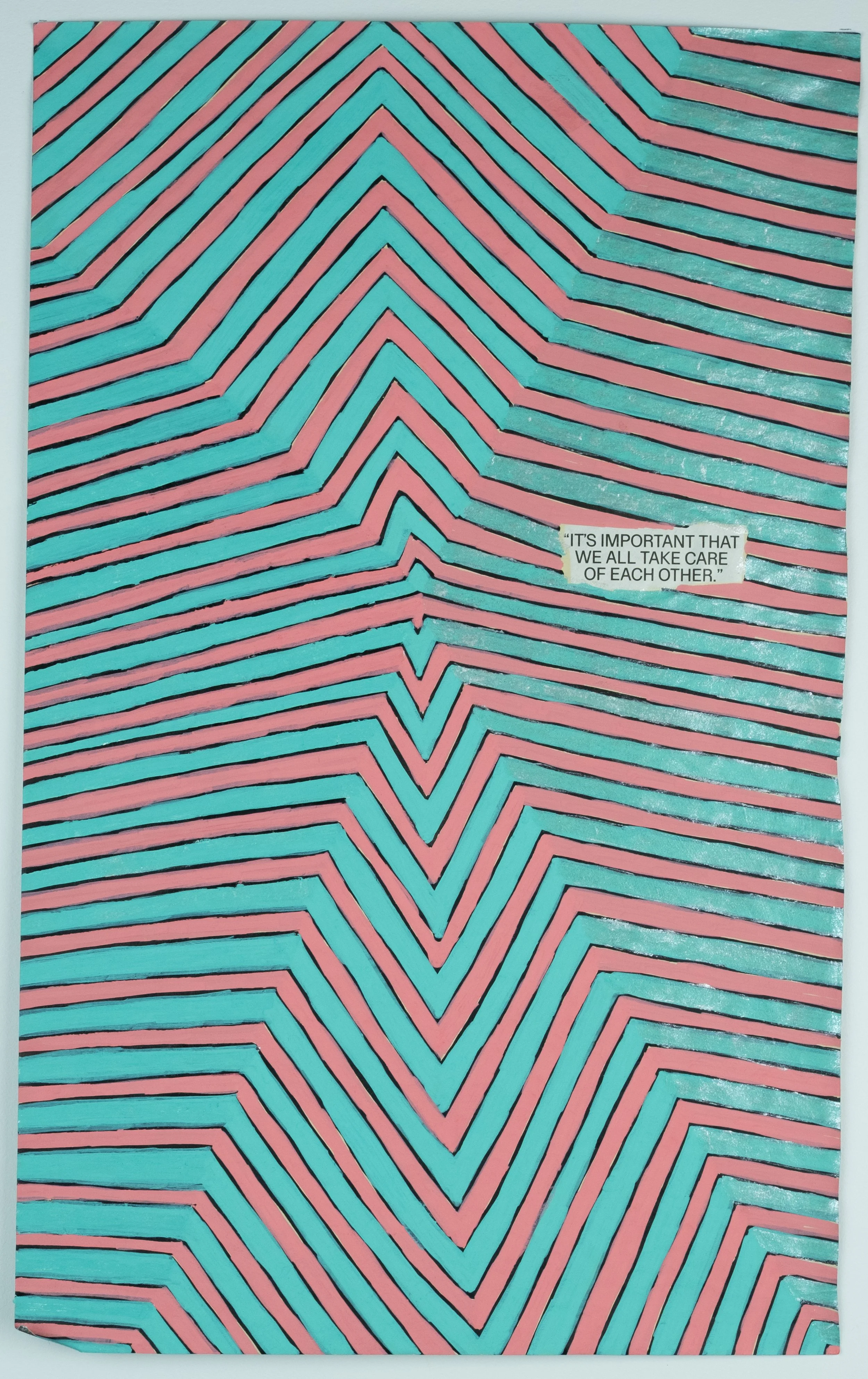   It’s Important That We All Take Care of Each Other , 2024 acrylic on paper, 10 × 16.5 in. 