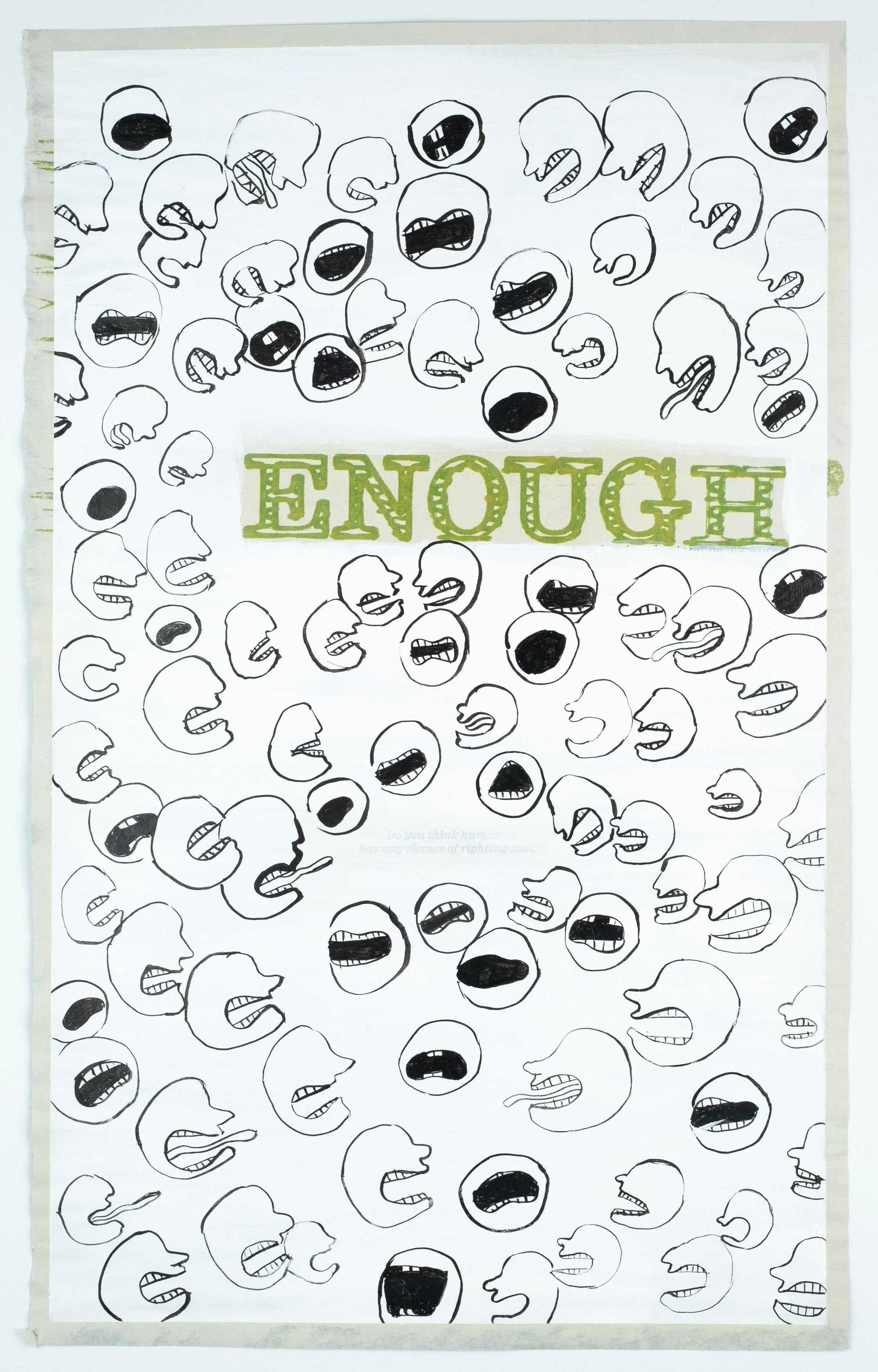   Enough,  2024 ink and acrylic on paper, 10 × 16.5 in. 