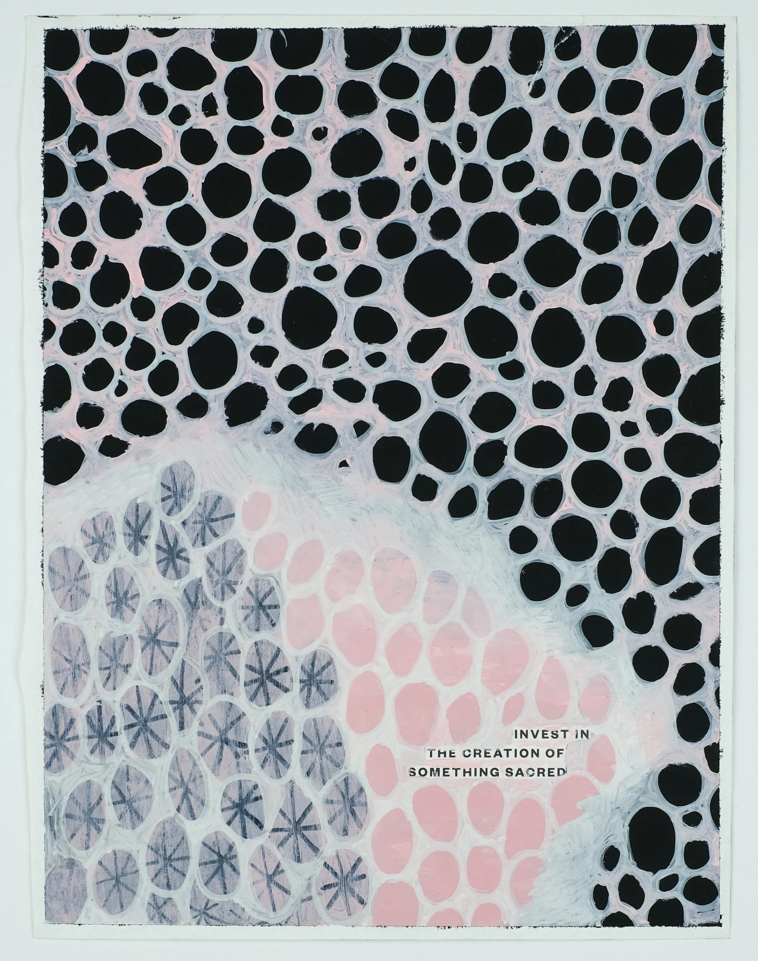   Invest in the Creation of Something Sacred,  2023 ink and acrylic on paper, 8.5 × 11 in. 