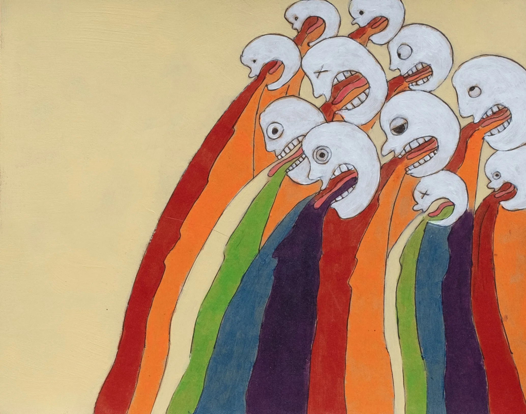   Spew,  2023 acrylic and pencil on paper, 7 × 8.5 in. 