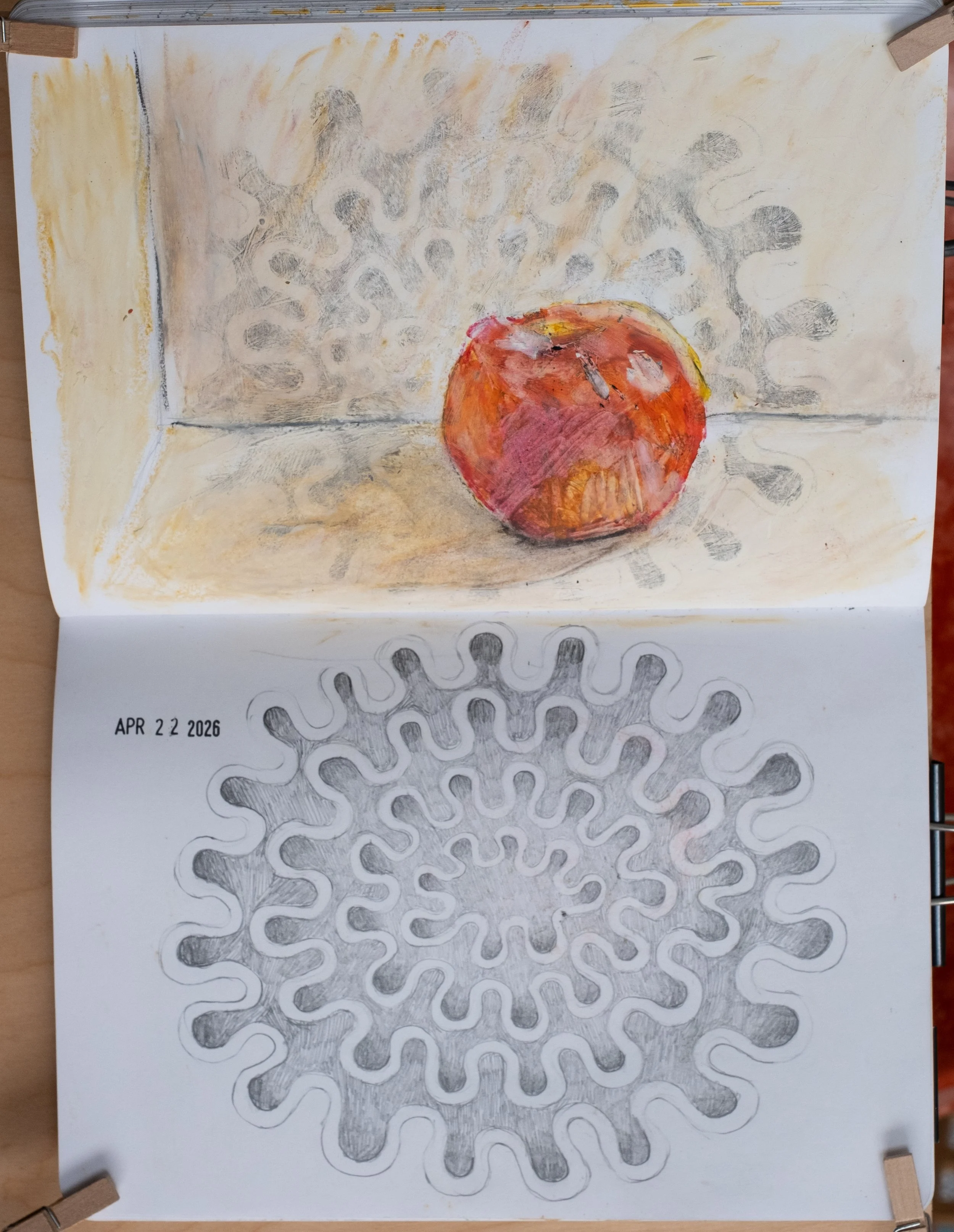   Daily Journal Entry #6,  2026 oil pastel, pencil on paper 