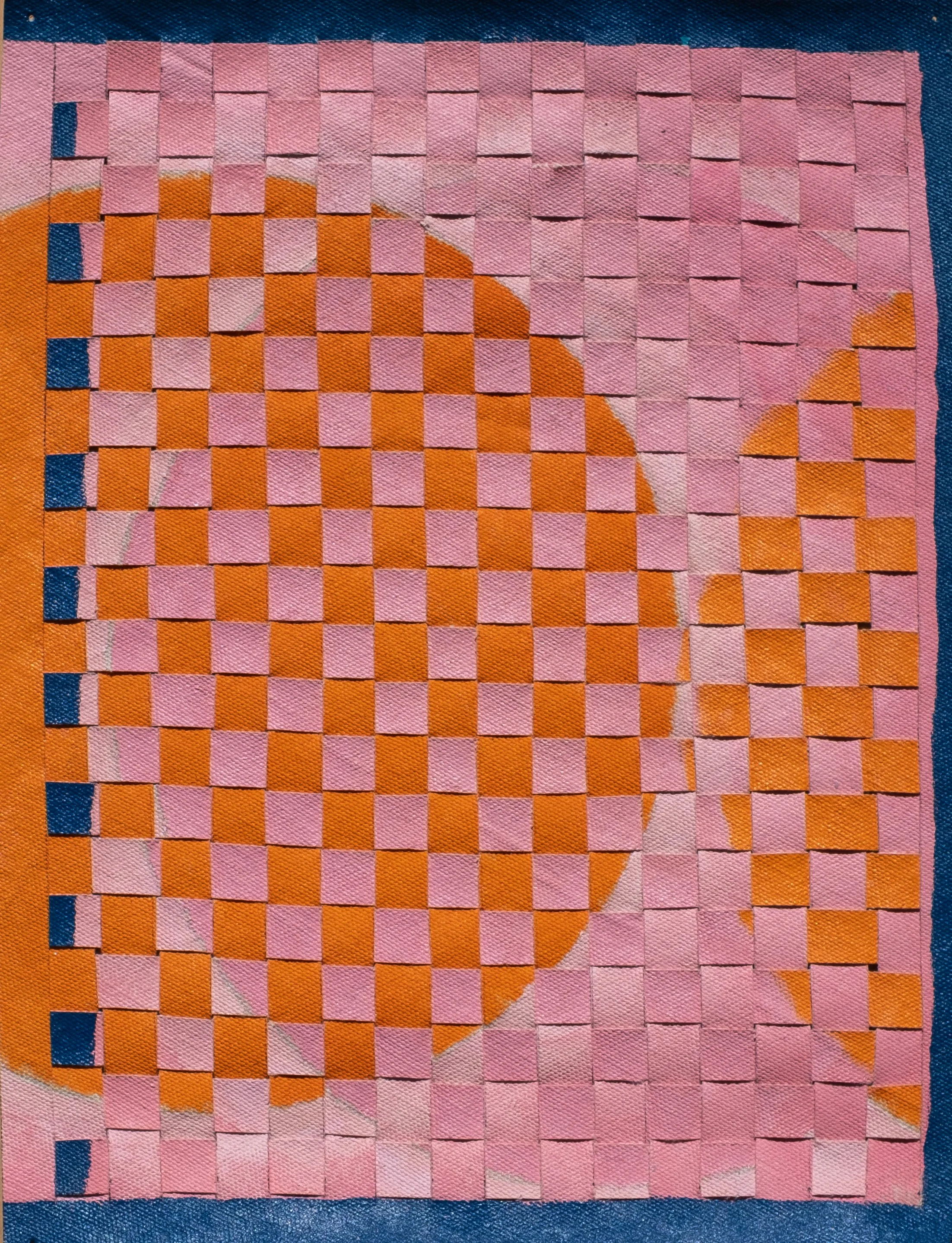   Untitled,  2026 acrylic on canvas, cut and woven, 9 × 12 in. 