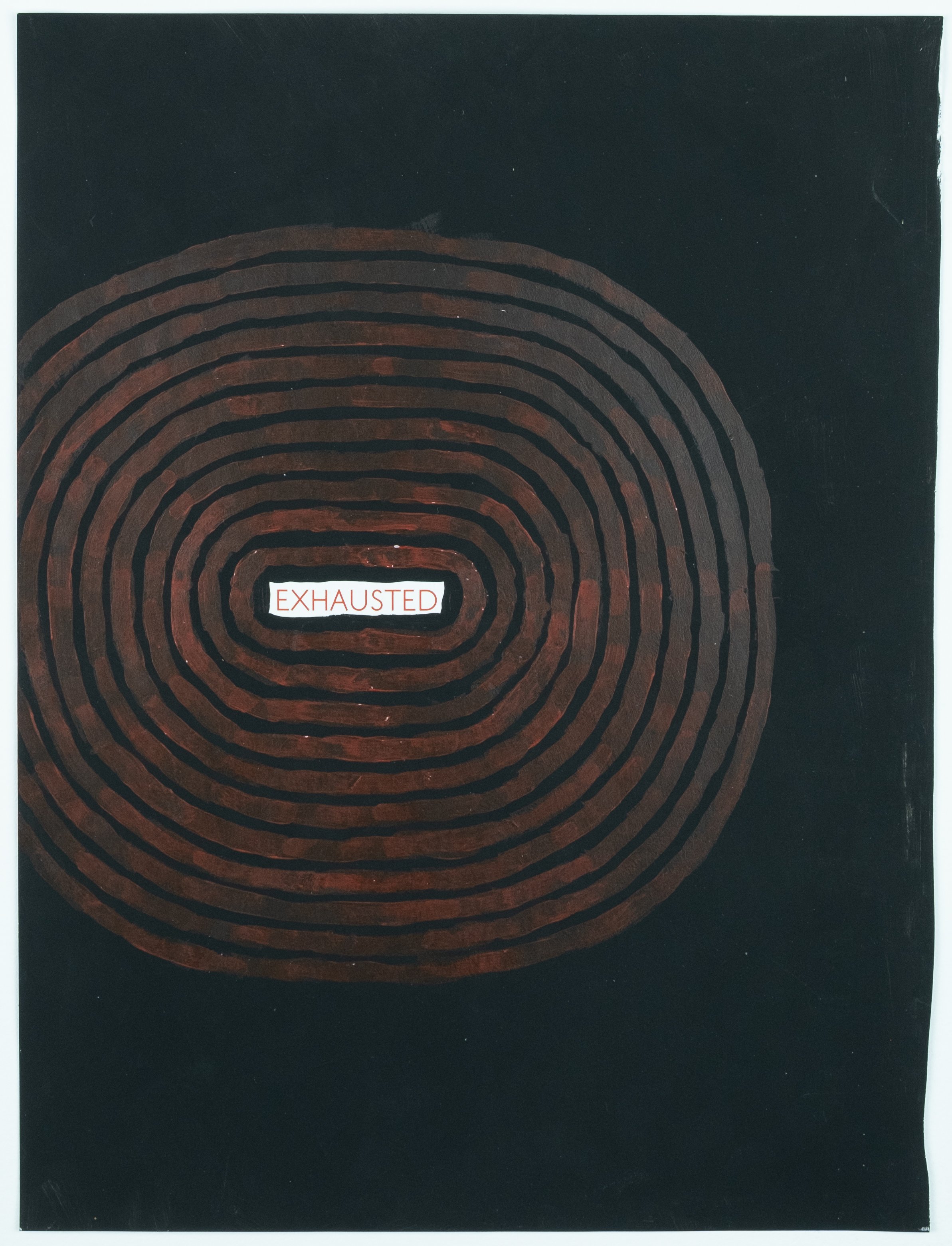   Exhausted,  2023 acrylic on paper, 8.25 × 10.75 in. 