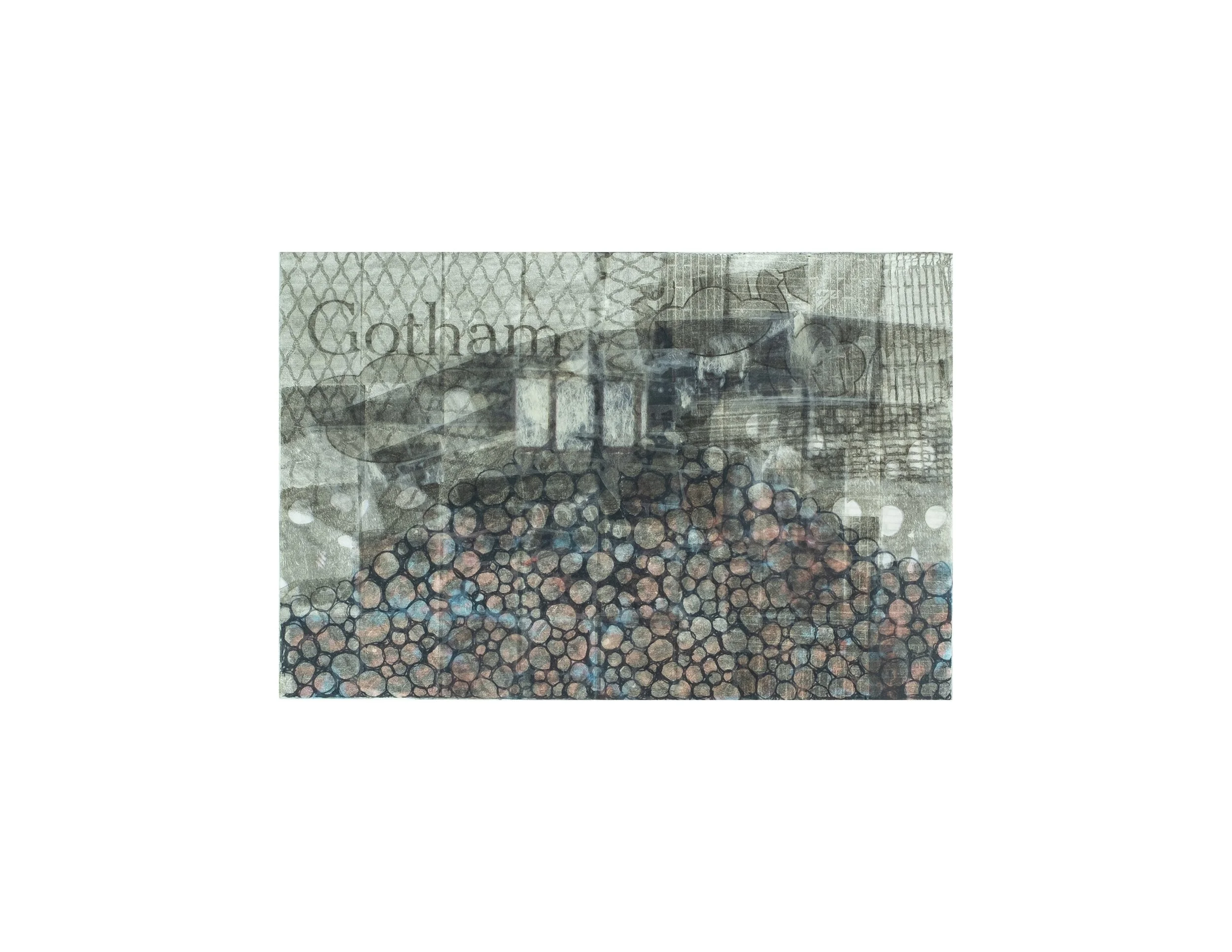   Gotham,  2020 tape transfer on cardstock, 4 × 6 in. 