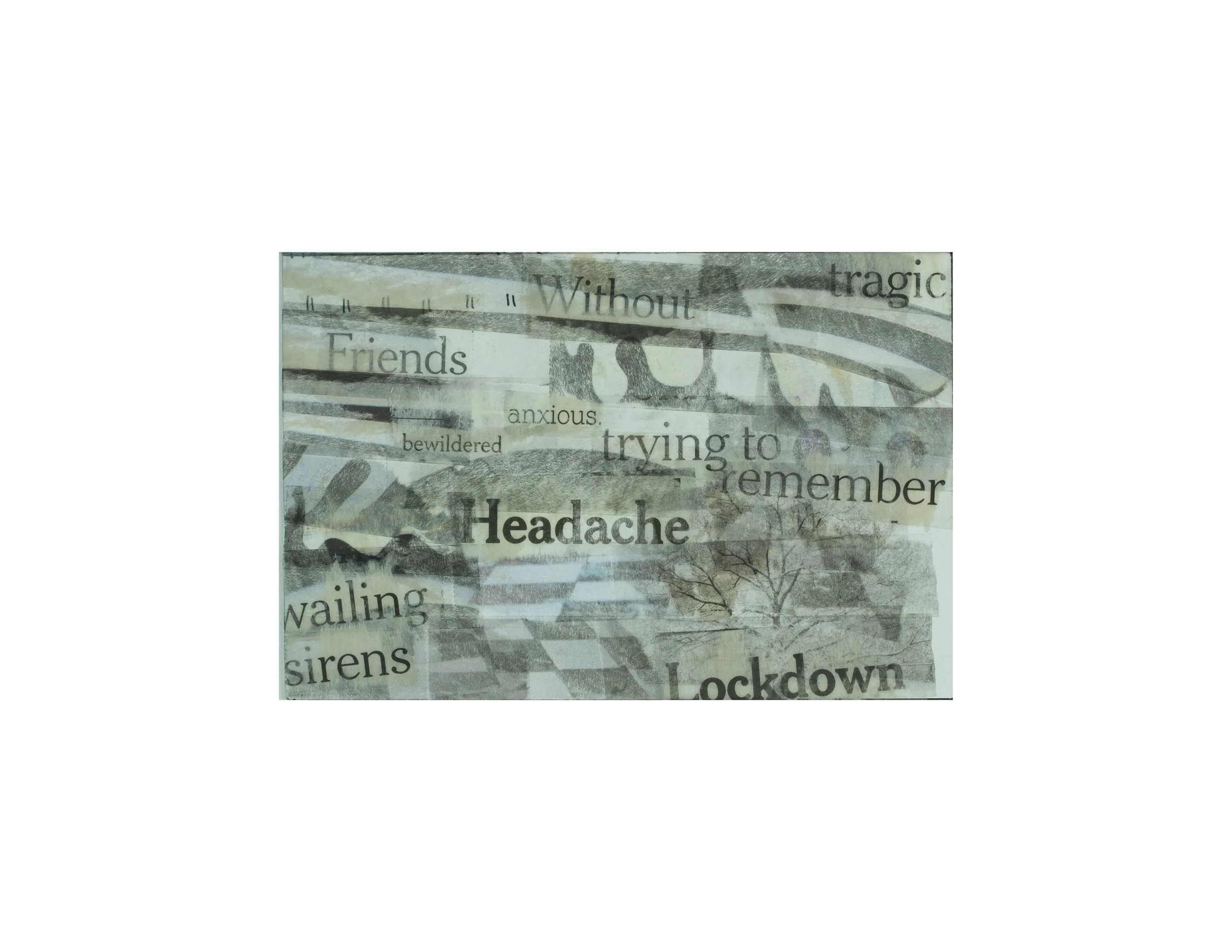   Headache,  2020 tape transfer on cardstock, 4 × 6 in. 