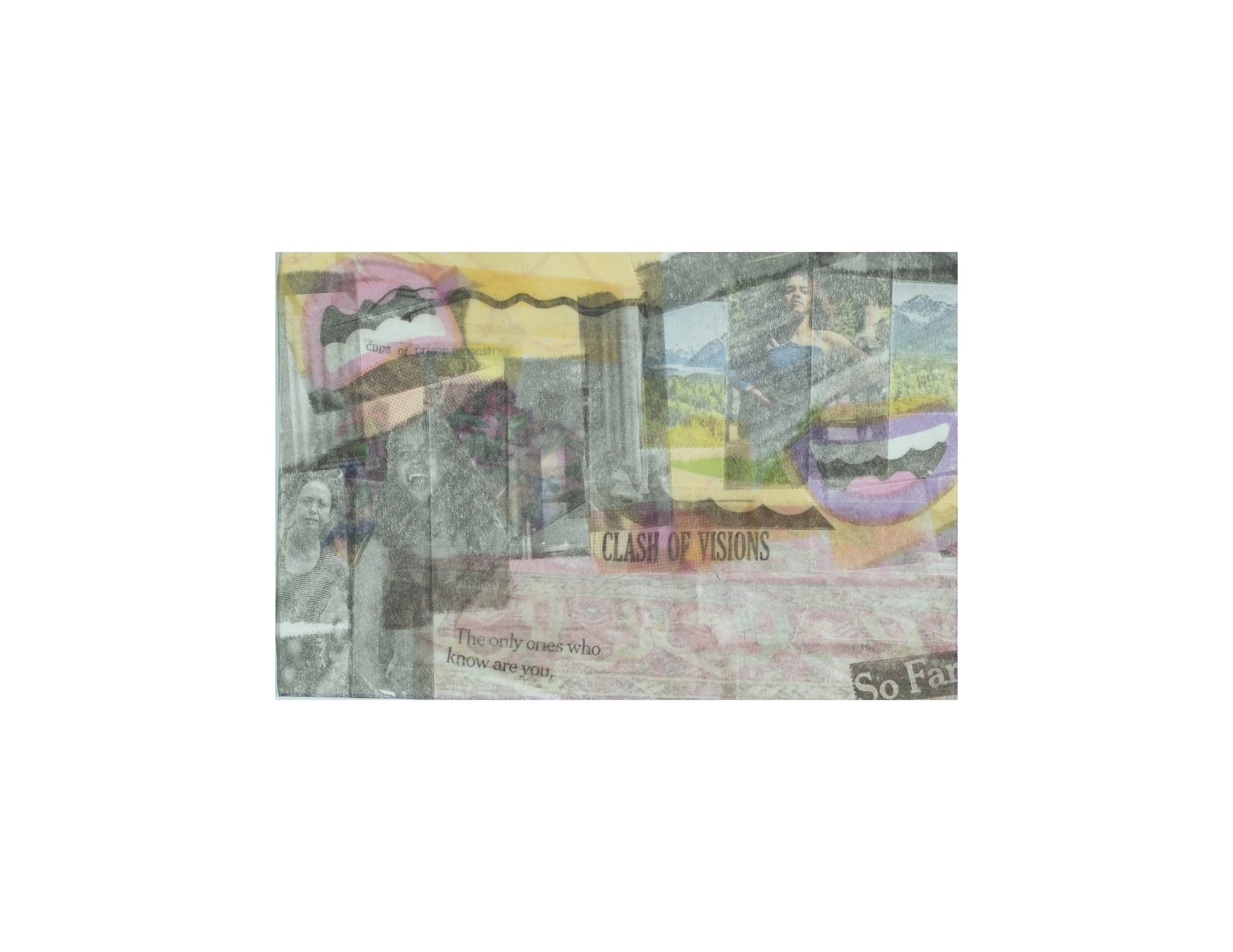   Clash of Visions,  2020 tape transfer on cardstock, 4 × 6 in. 