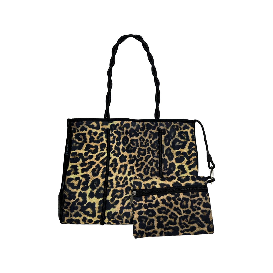 Parker & Hyde Neoprene Black Leopard Tote Bag