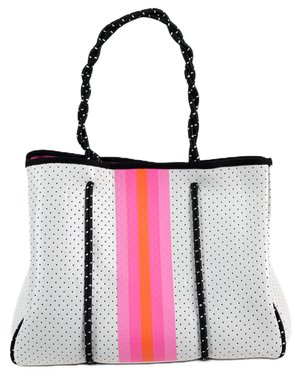 Neon Yellow and Grey Stripe Tote — Parker & Hyde