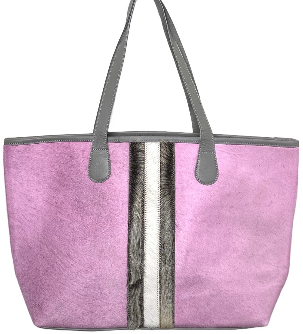 Blush and Grey Hyde Stripe Tote — Parker & Hyde