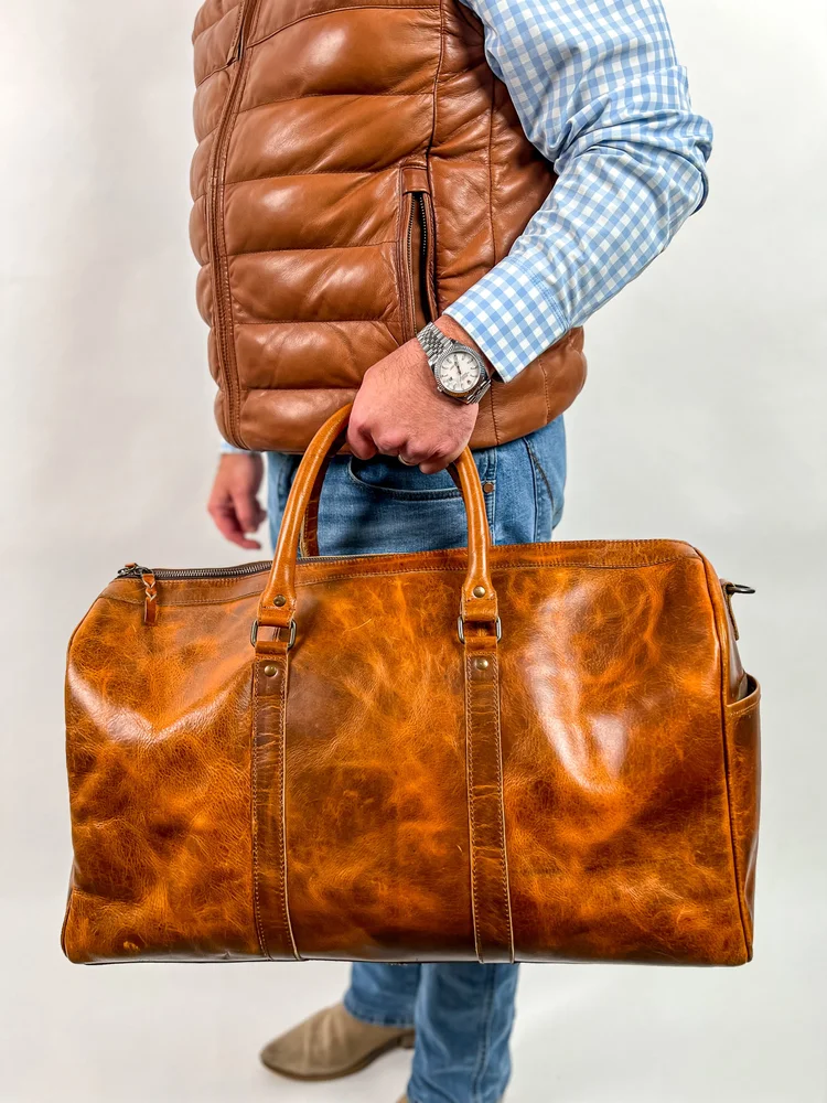 Tan Leather Duffle Bag-Pre Order — Parker Hyde