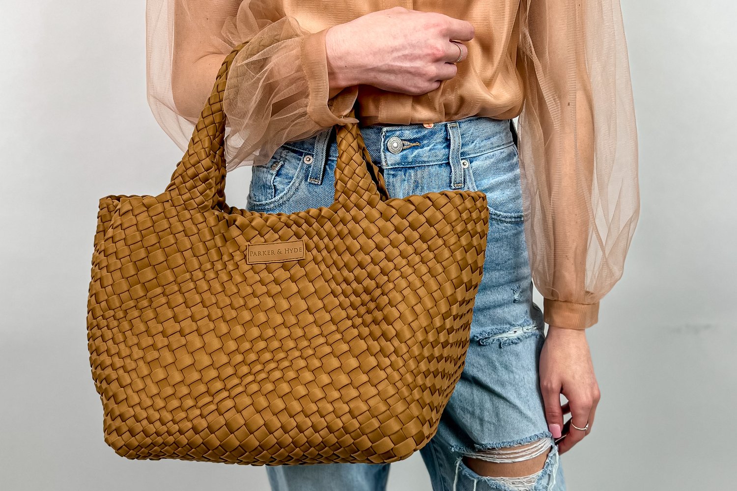 Camel Classic Woven Tote — Parker & Hyde