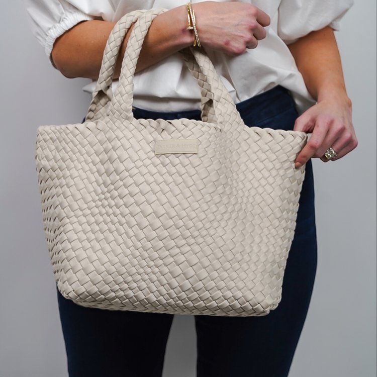 Woven Duffle Bag Cream- Women's Bags