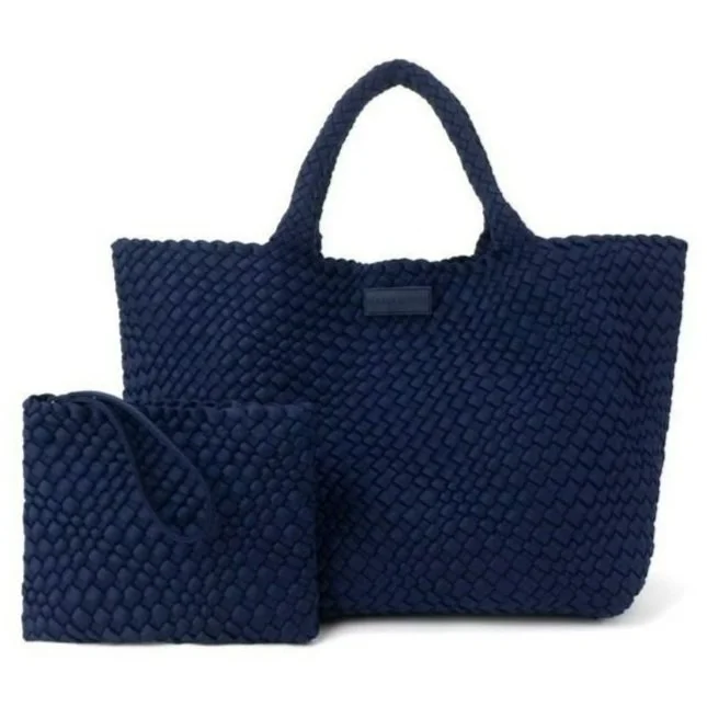 Oversized Woven Tote in Navy — Parker & Hyde