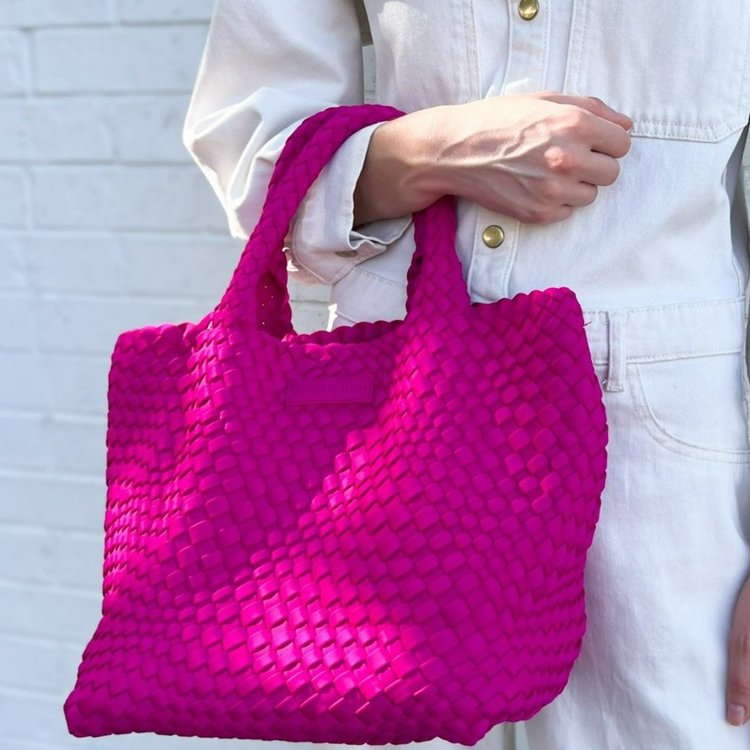 Neon Pink Classic Woven Tote — Parker & Hyde