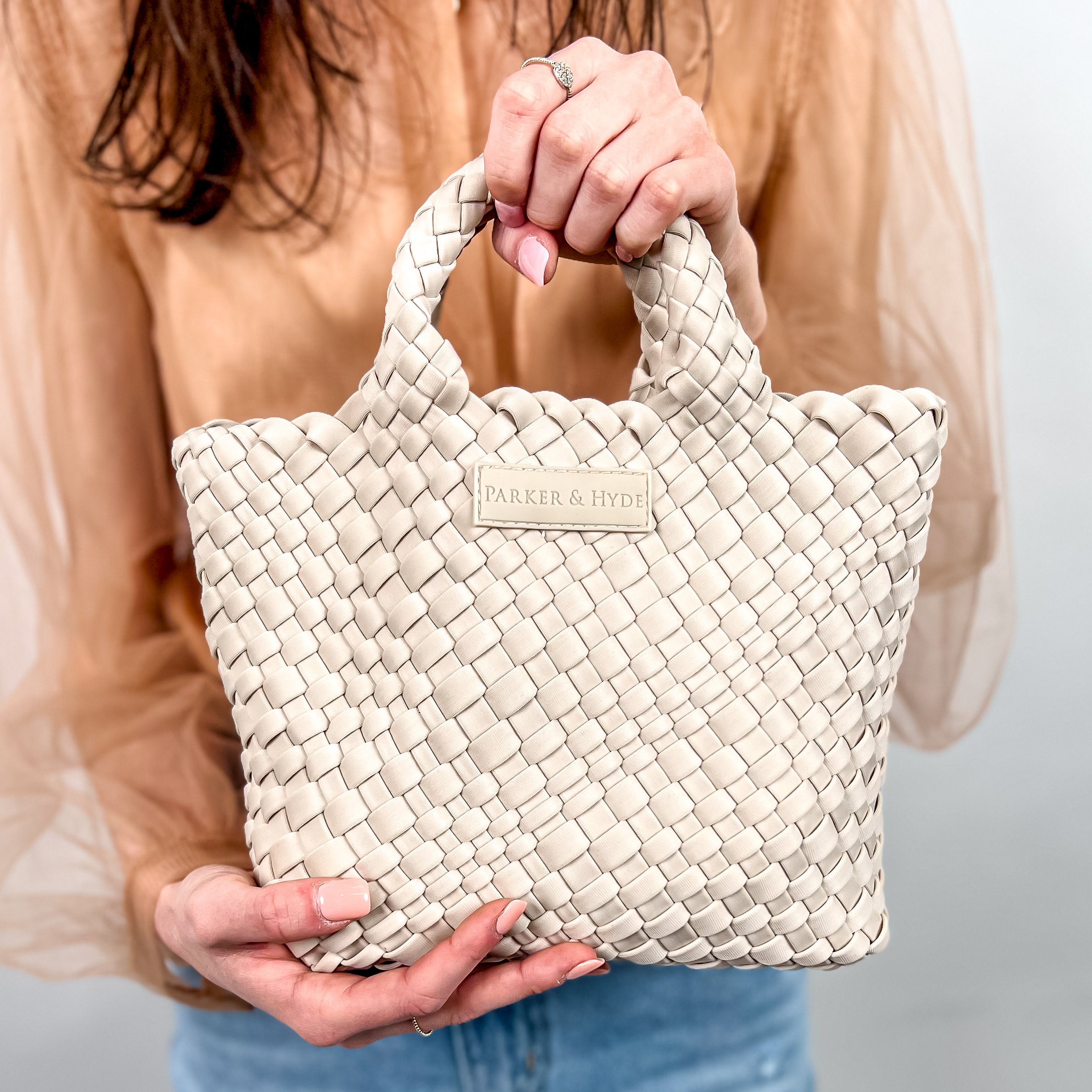 Bone Woven Mini Tote — Parker & Hyde