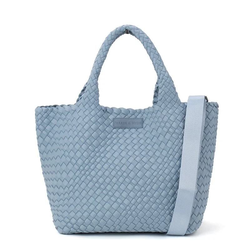 Women's Handwoven Tie-Dye Denim Tote Bag - Lightweight Shoulder Bag With Magnetic Closure, 13.3" X 13"