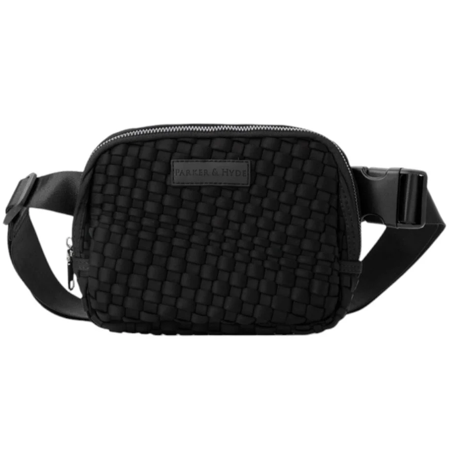 ショルダーバッグ・ポシェット ^BLACKPURPLE^ Natty belt bagblack BP24SSBAG04-BK Woven Belt Bag in Jet Black — Parker & Hyde