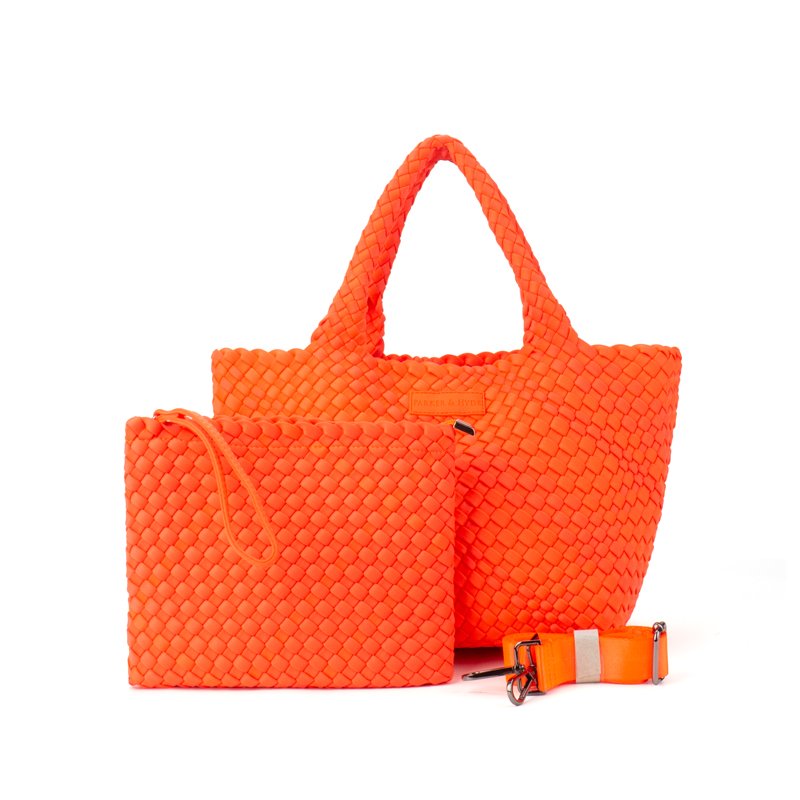 Classic Woven Tote in Neon Orange