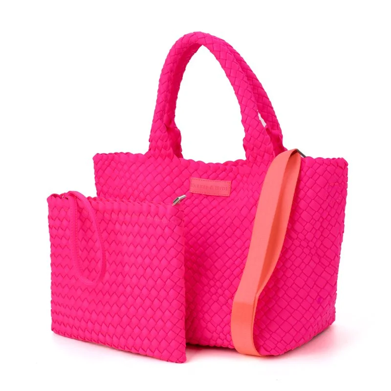 Classic Woven Tote in Neon Pink — Parker & Hyde
