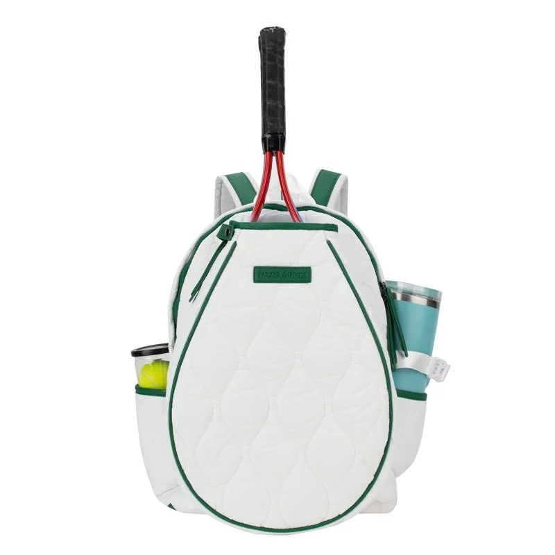 Tennis Courtside Backpack in White & Kelly Green — Parker & Hyde display picture 3