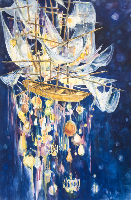   Lumens,  Gouache on Paper, 60” x 40”, 2019 