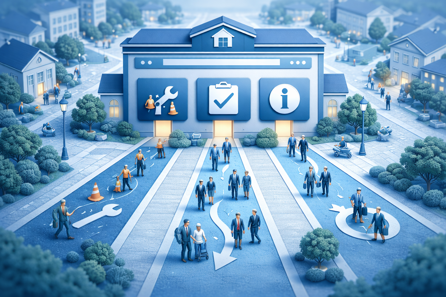 Municipal staff reviewing website content to improve service clarity and resident experience.