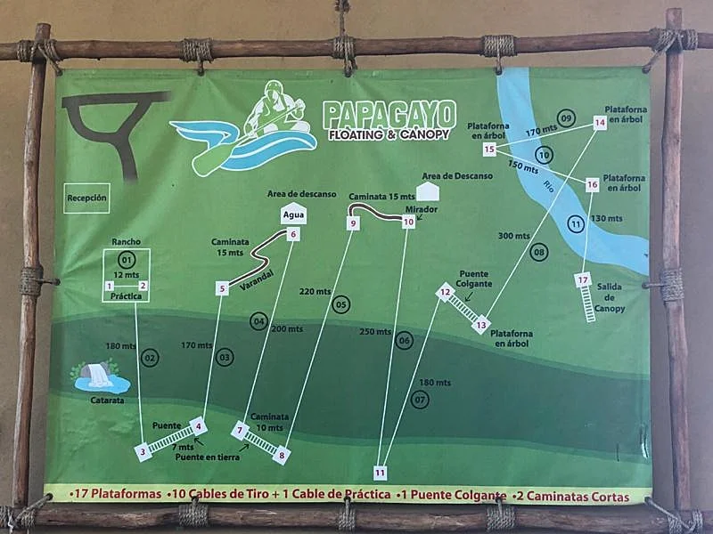 Map of Papagayo Canopy Zip Lines