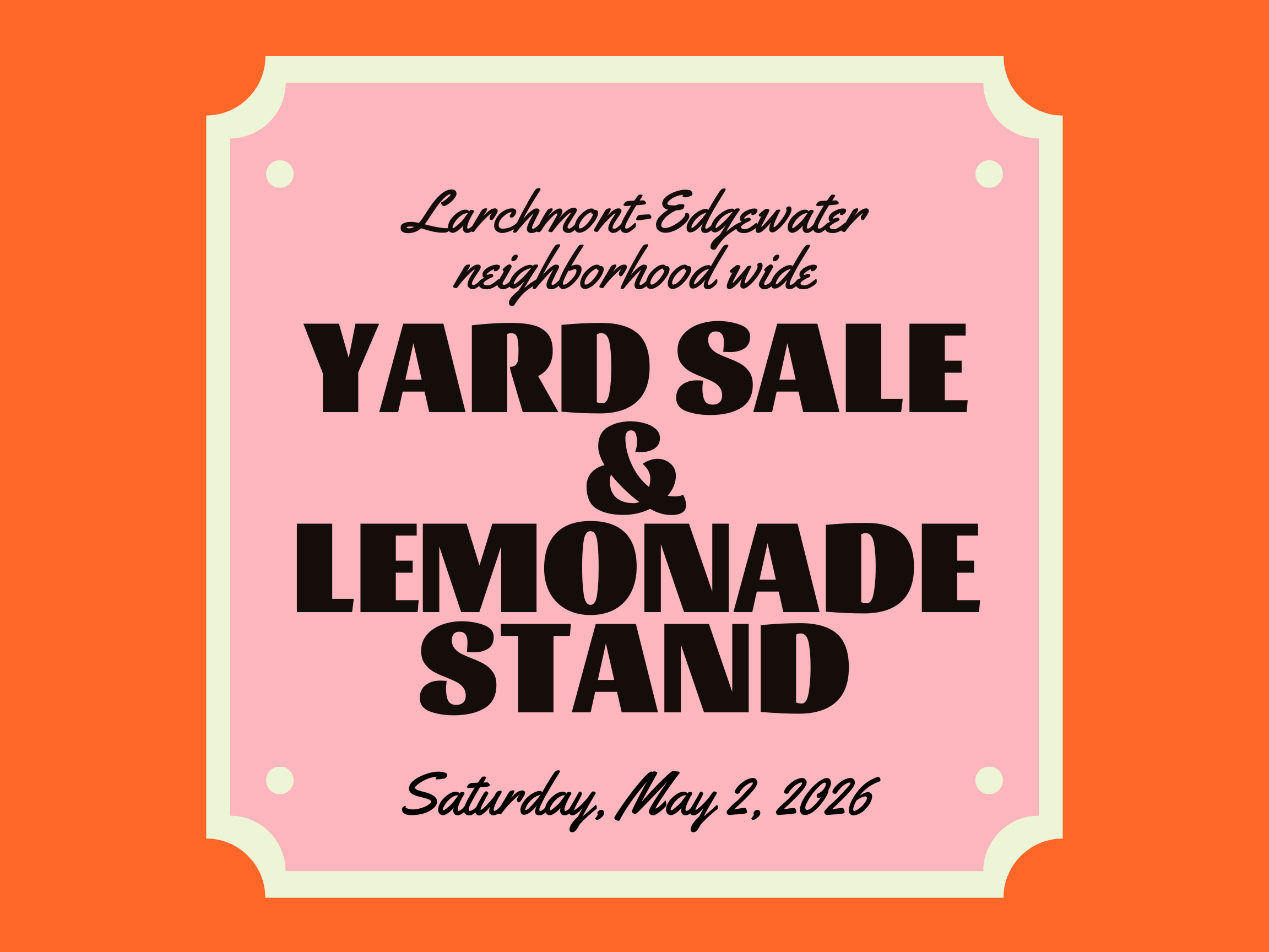 Neighborhood Yard Sale and Lemonade Stand Event