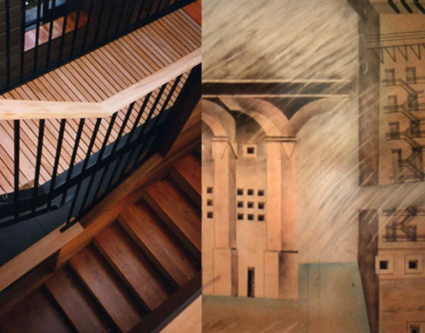 McMeeking House, 1994. Neil Simmons Architects (role = Architect) / Split Building, 1986 (Pastel and Graphite).