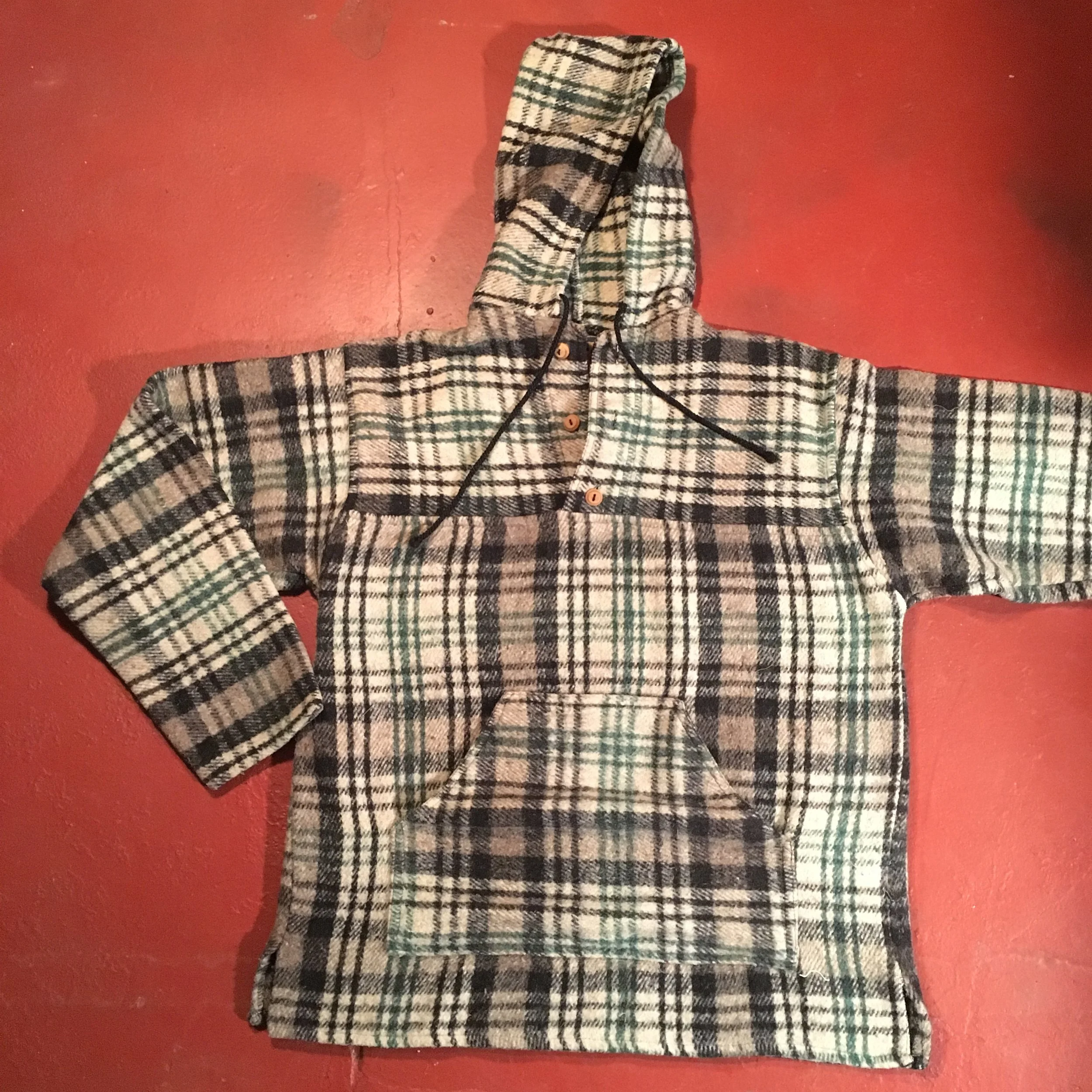 Vintage Plaid Pullover Coat with Hood