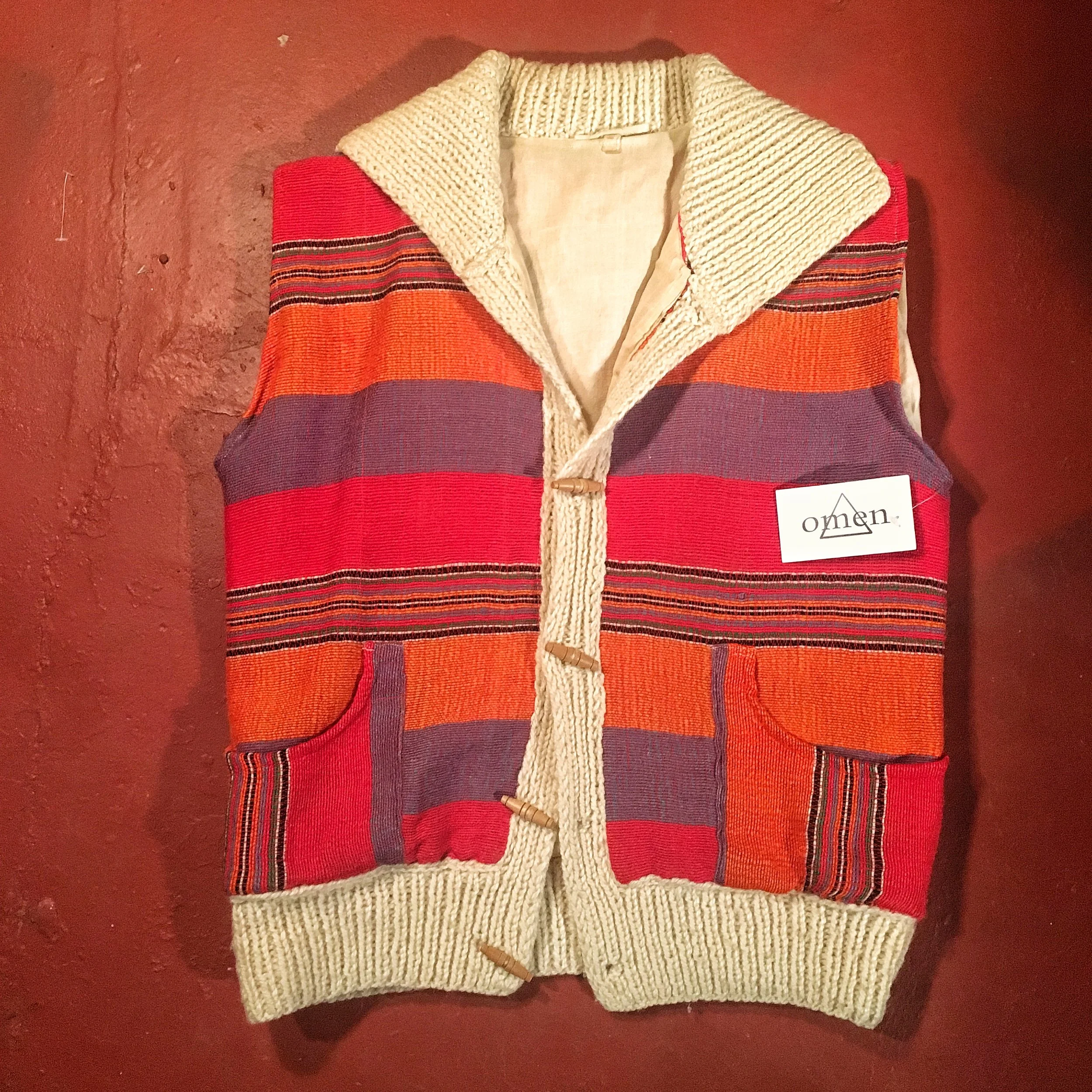 Vintage 70's Cotton and Wool Mulit-Colored Vest