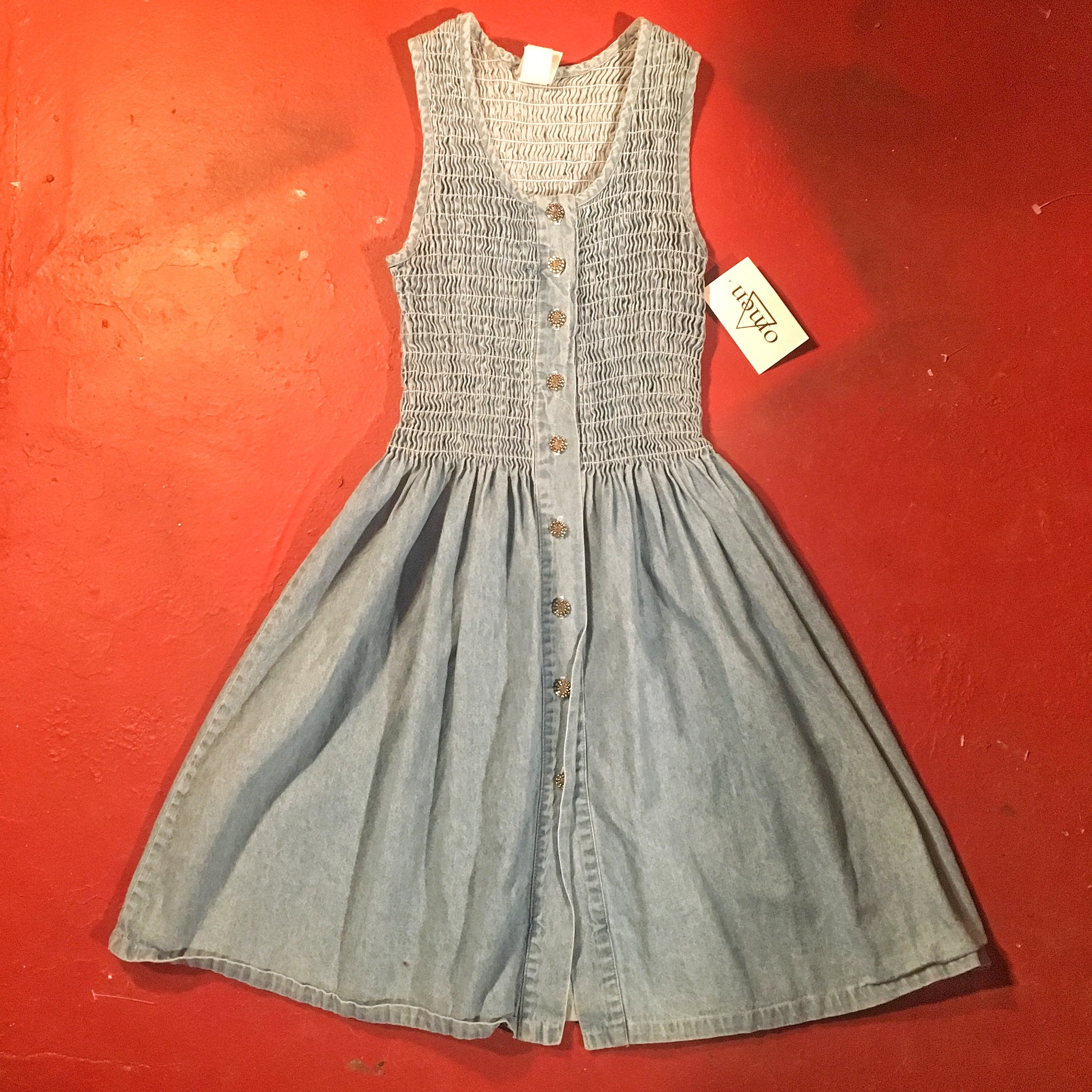 Vintage 90's Denim Dress with Sparkle Buttons
