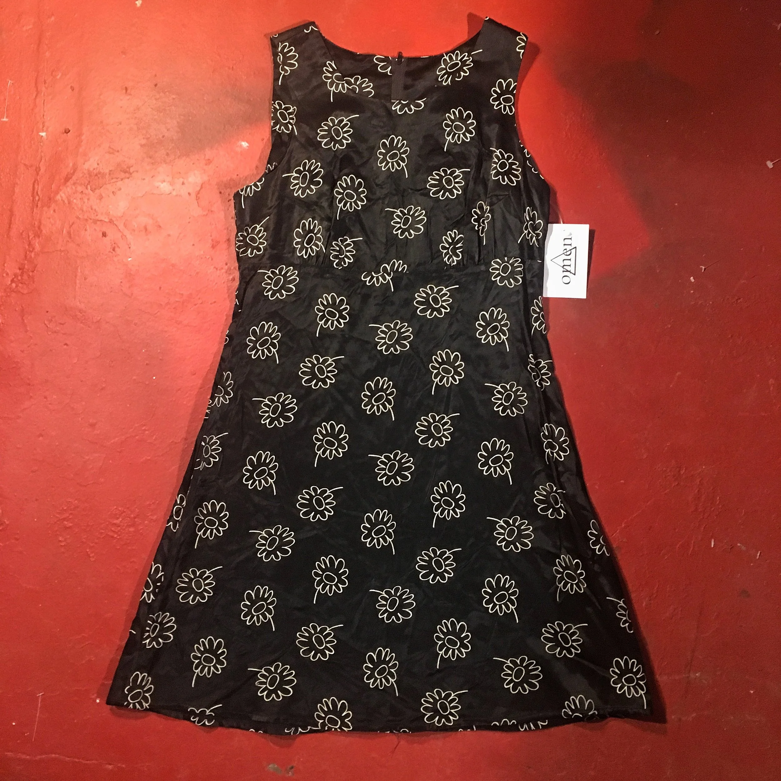 Vintage 90's Black Silky Daisy Dress