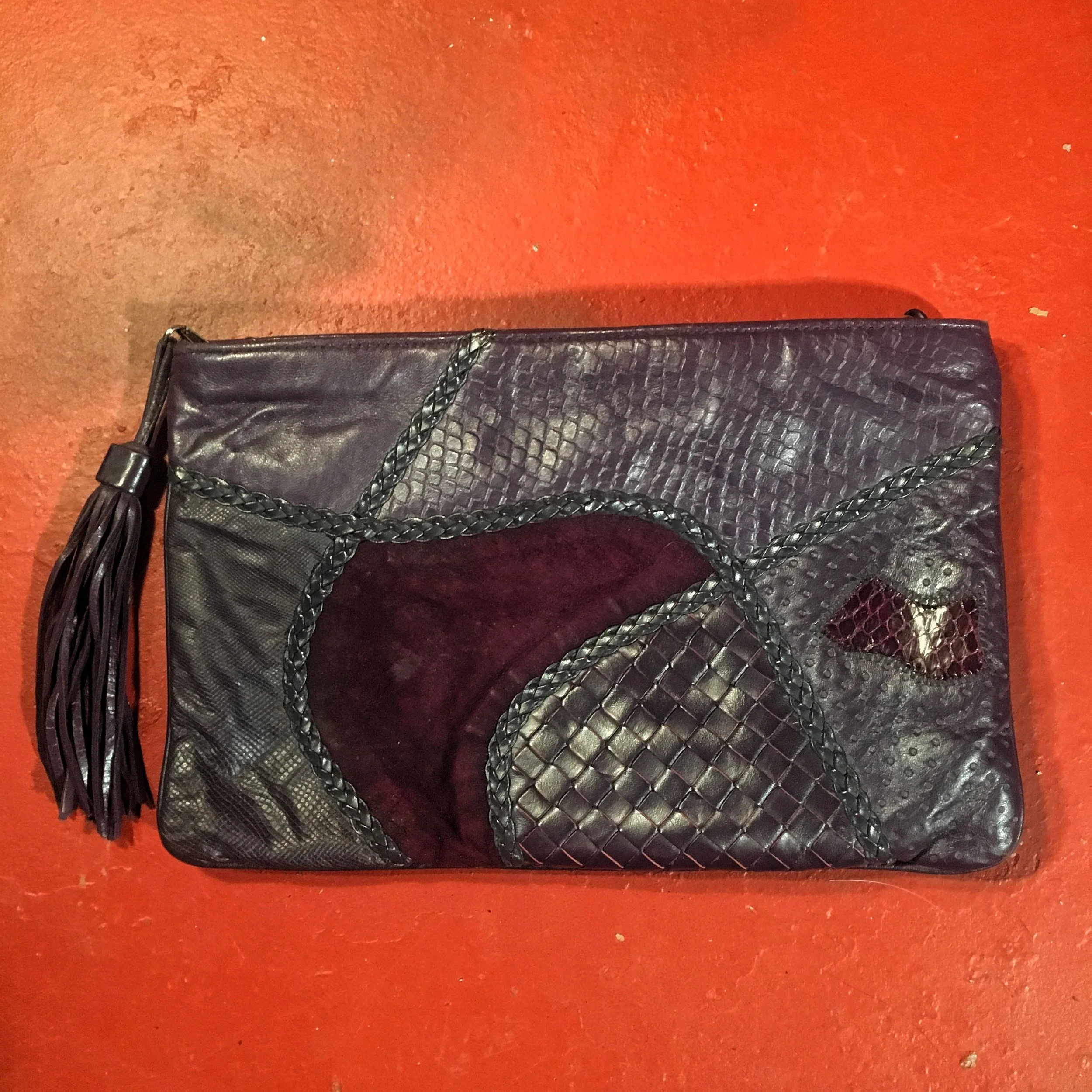 Vintage 80's Purple Patchwork Clutch