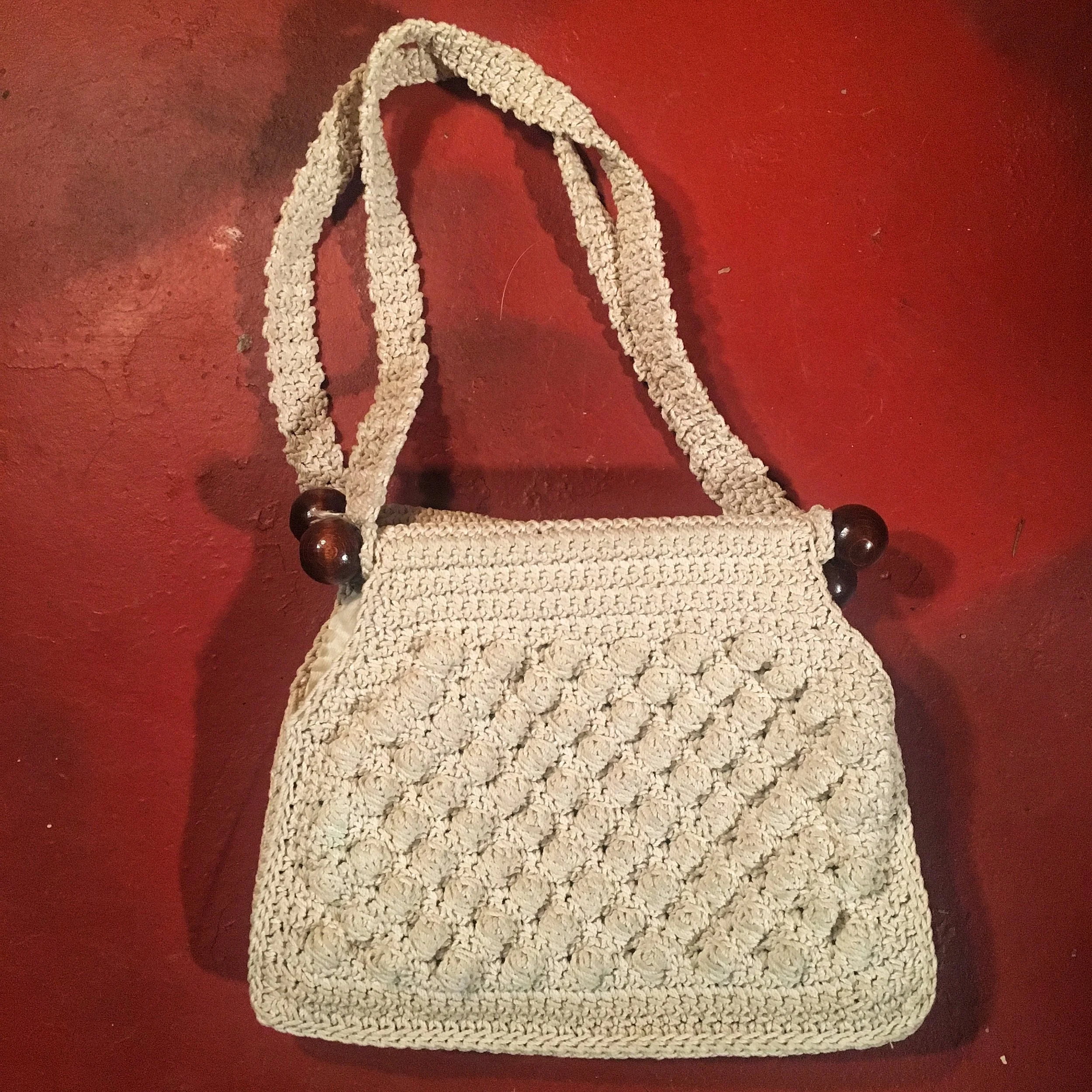 Vintage 70's Cream Crochet Purse